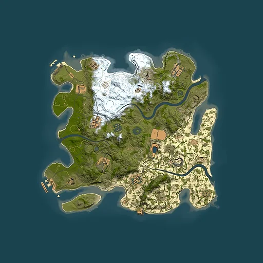 Rust map seed 499750198, 3500x3500m top-down preview