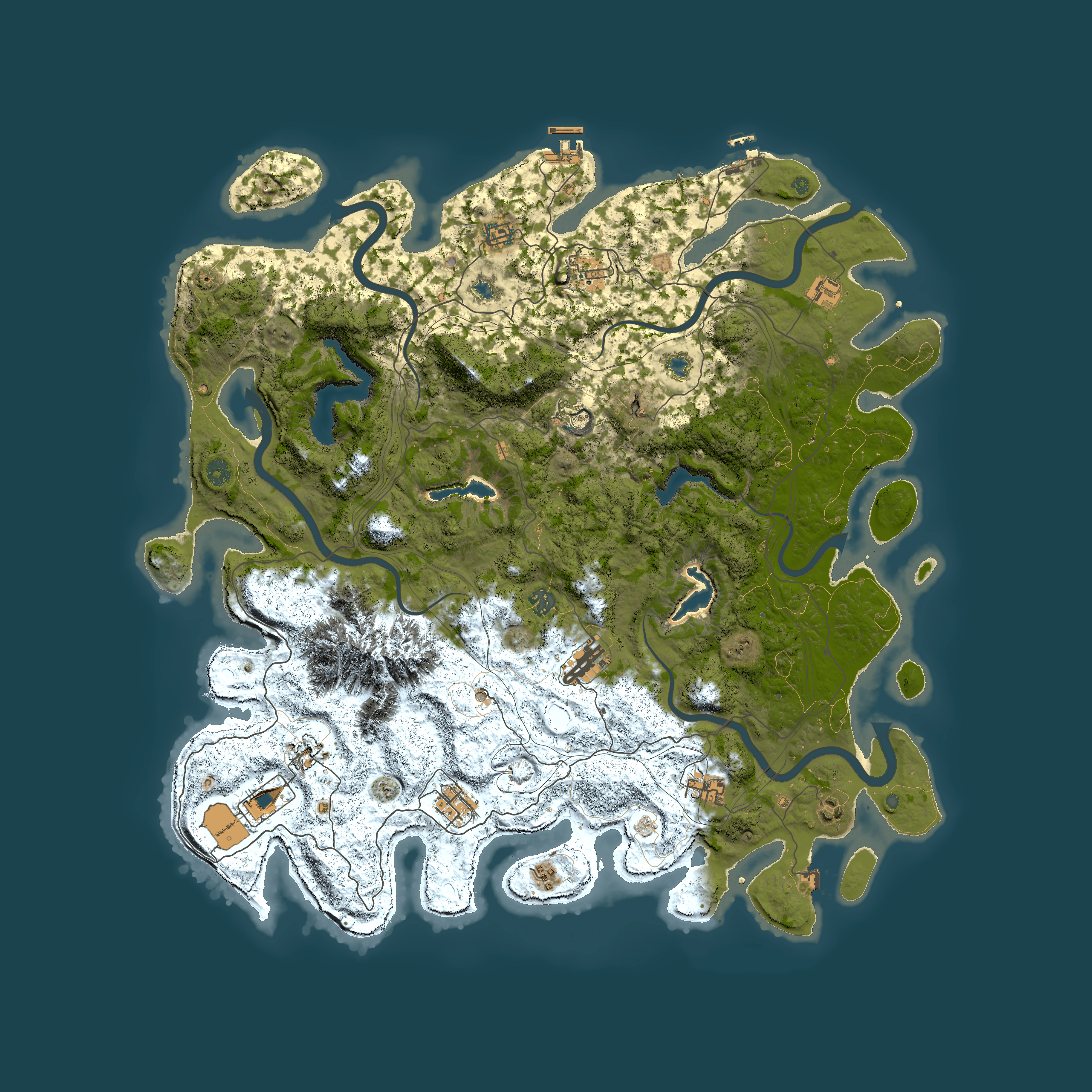 Full top-down render of Rust map seed 2134368230, 5000x5000m