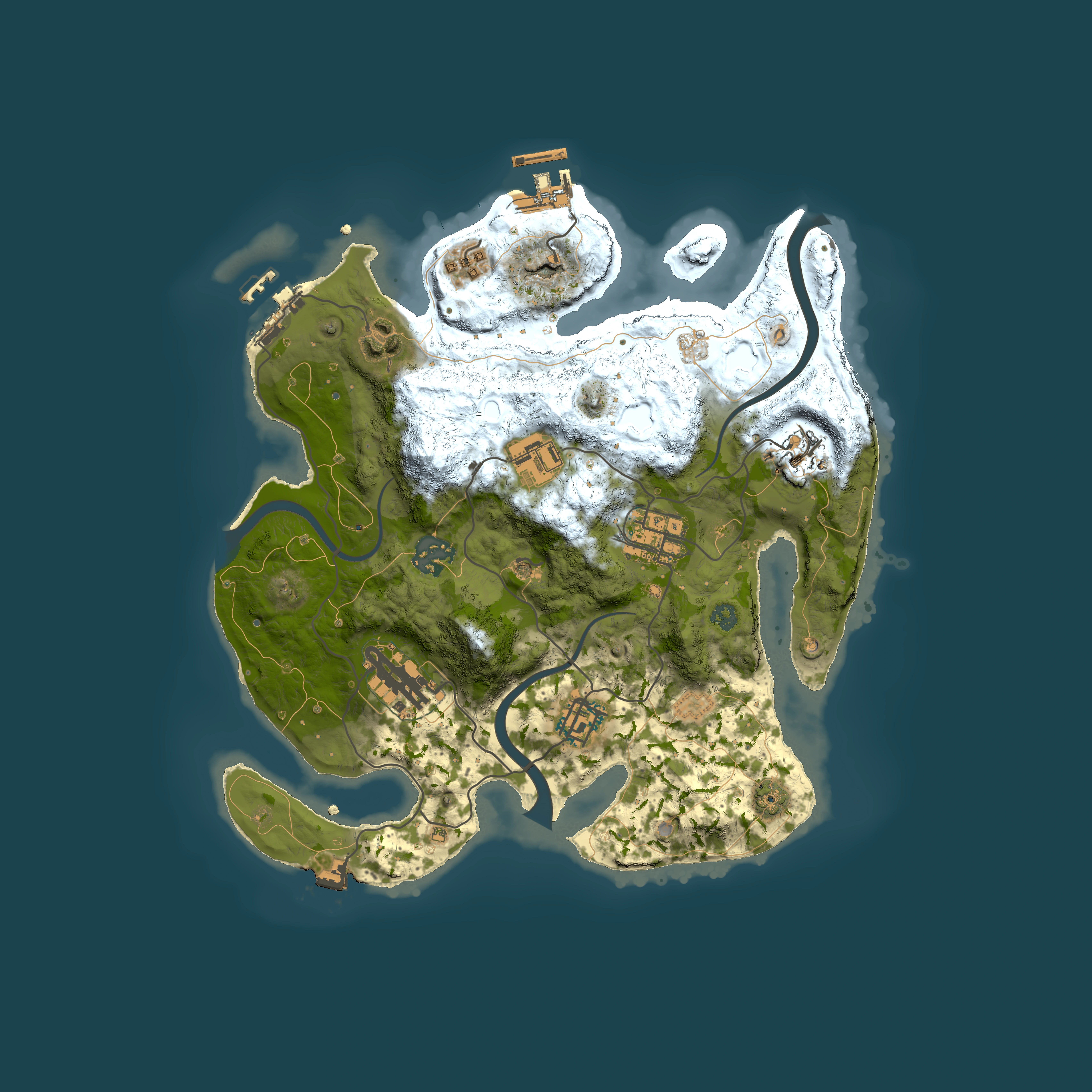 Full top-down render of Rust map seed 332563217, 3000x3000m