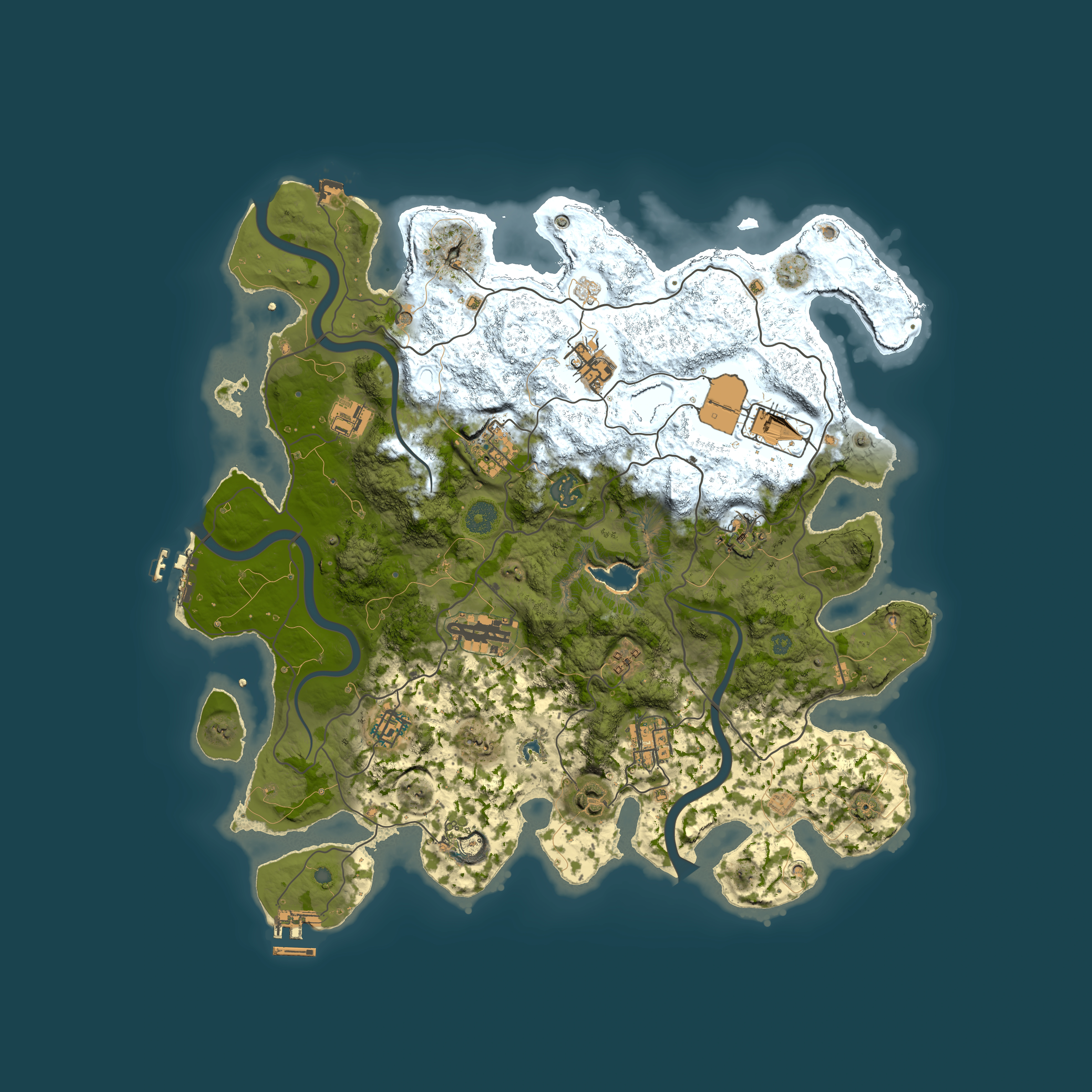 Full top-down render of Rust map seed 1065705174, 4000x4000m