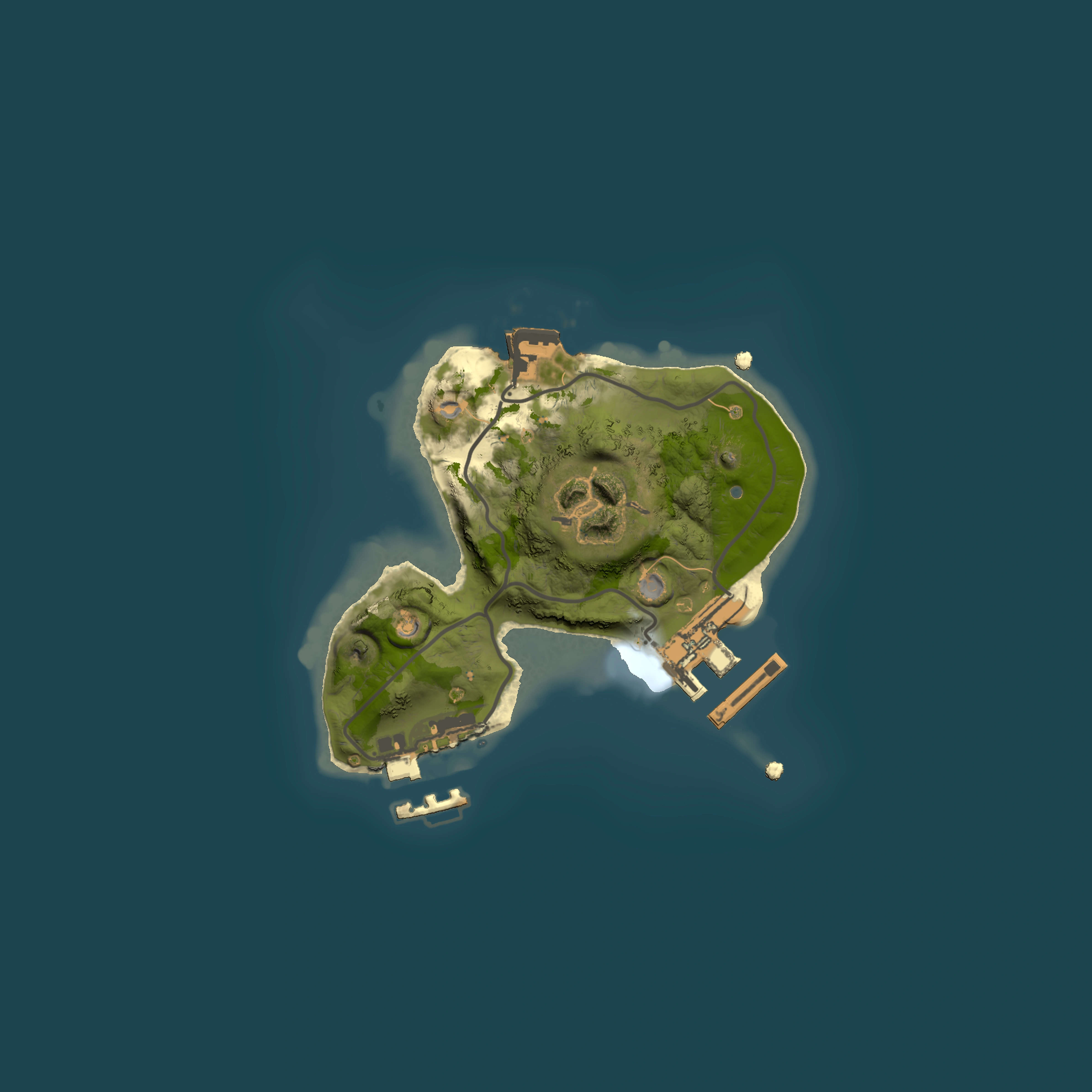 Full top-down render of Rust map seed 327848889, 1500x1500m