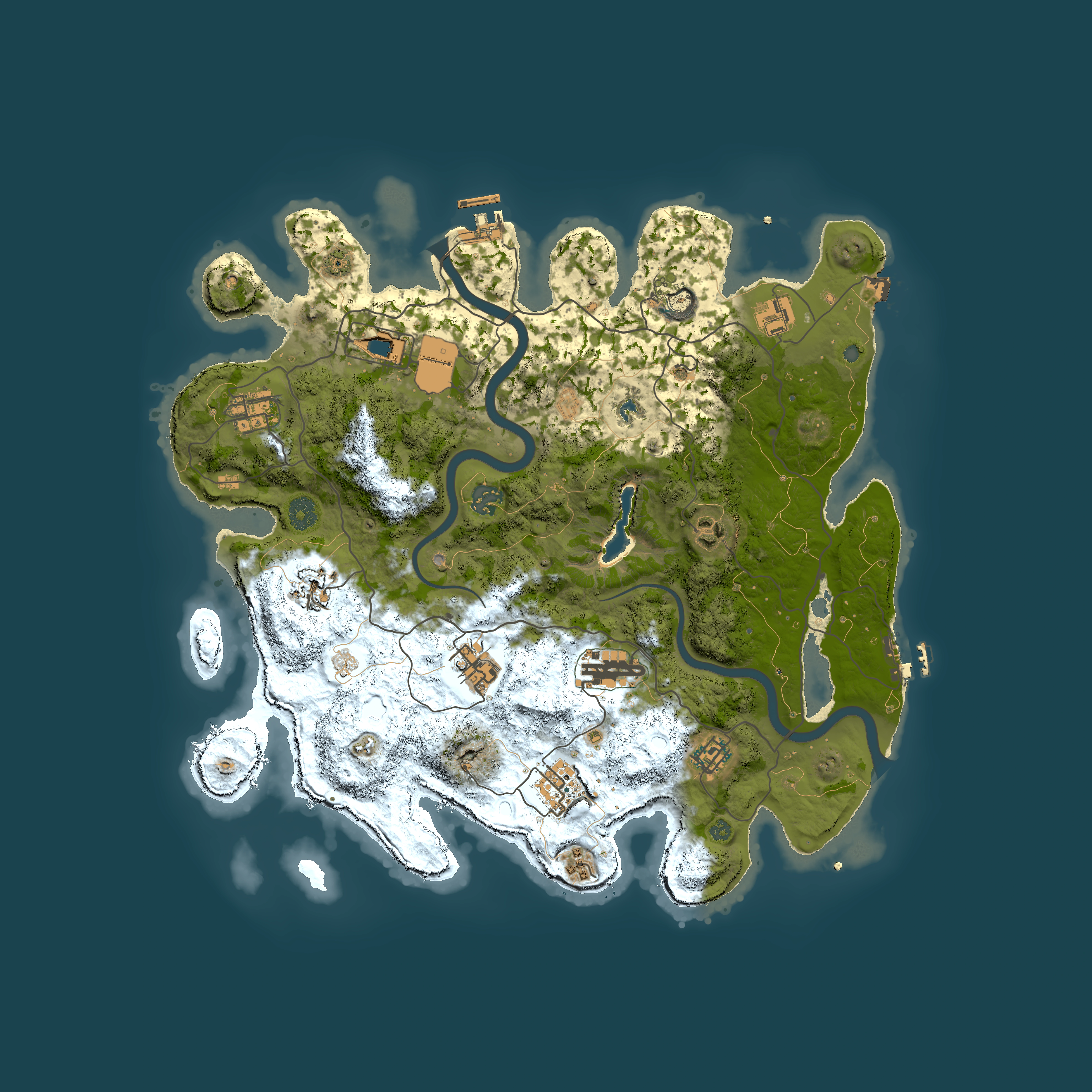 Full top-down render of Rust map seed 1624326497, 4000x4000m
