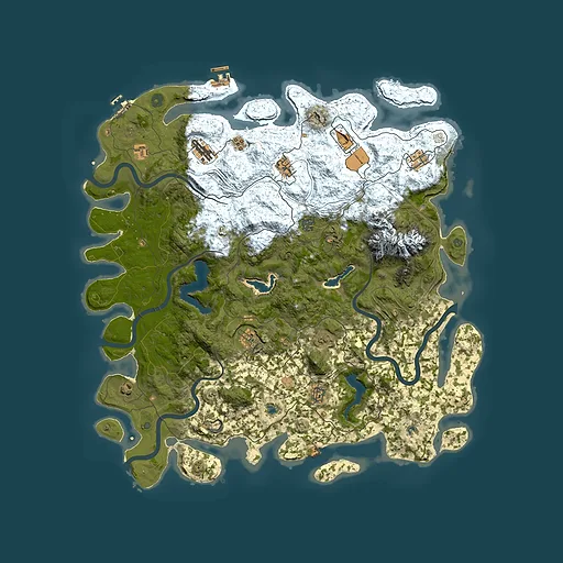 Rust map seed 1390014424, 5000x5000m top-down preview