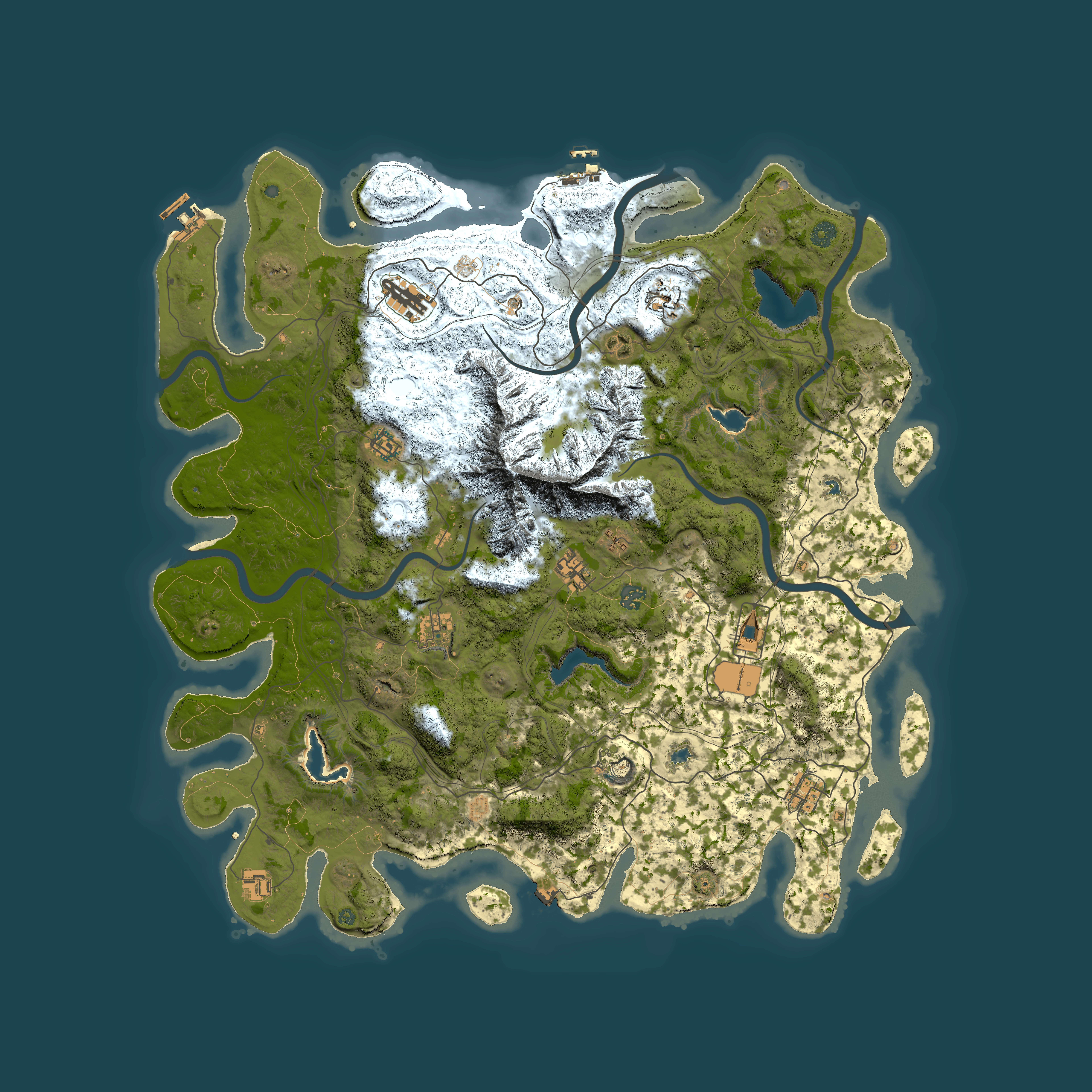 Full top-down render of Rust map seed 1150247916, 5000x5000m