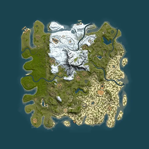Rust map seed 1150247916, 5000x5000m top-down preview