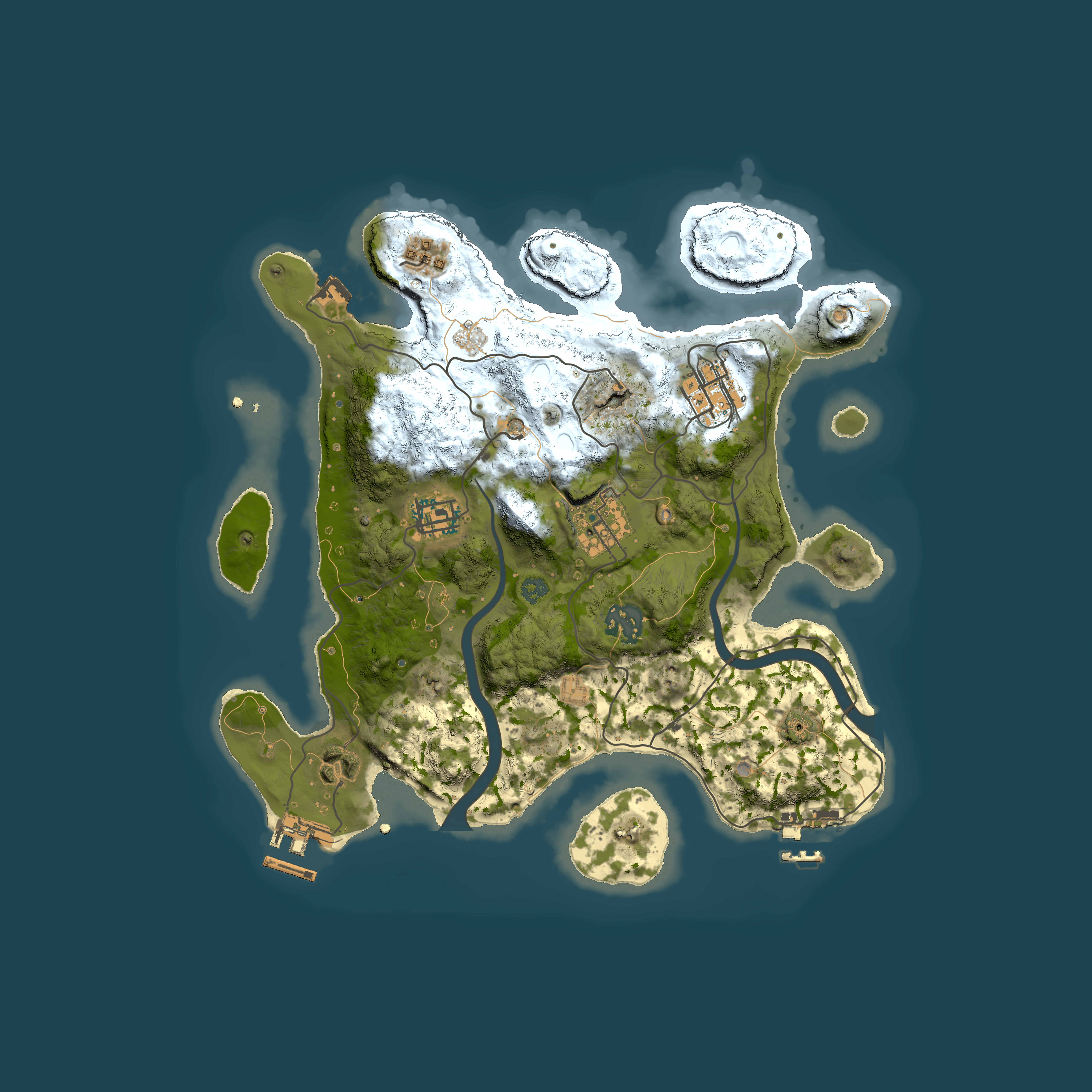 Full top-down render of Rust map seed 2021014666, 3000x3000m