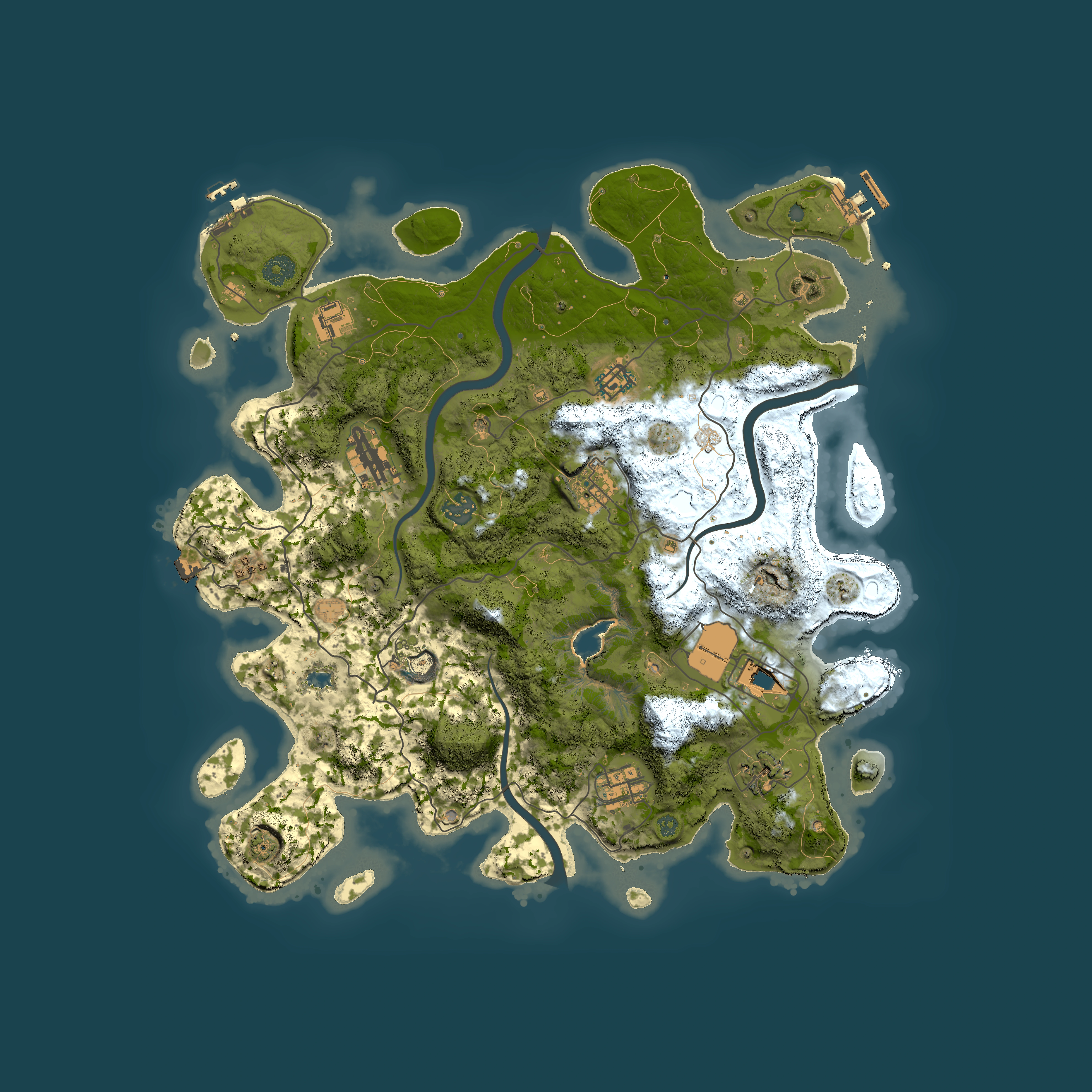 Full top-down render of Rust map seed 1837221198, 4000x4000m