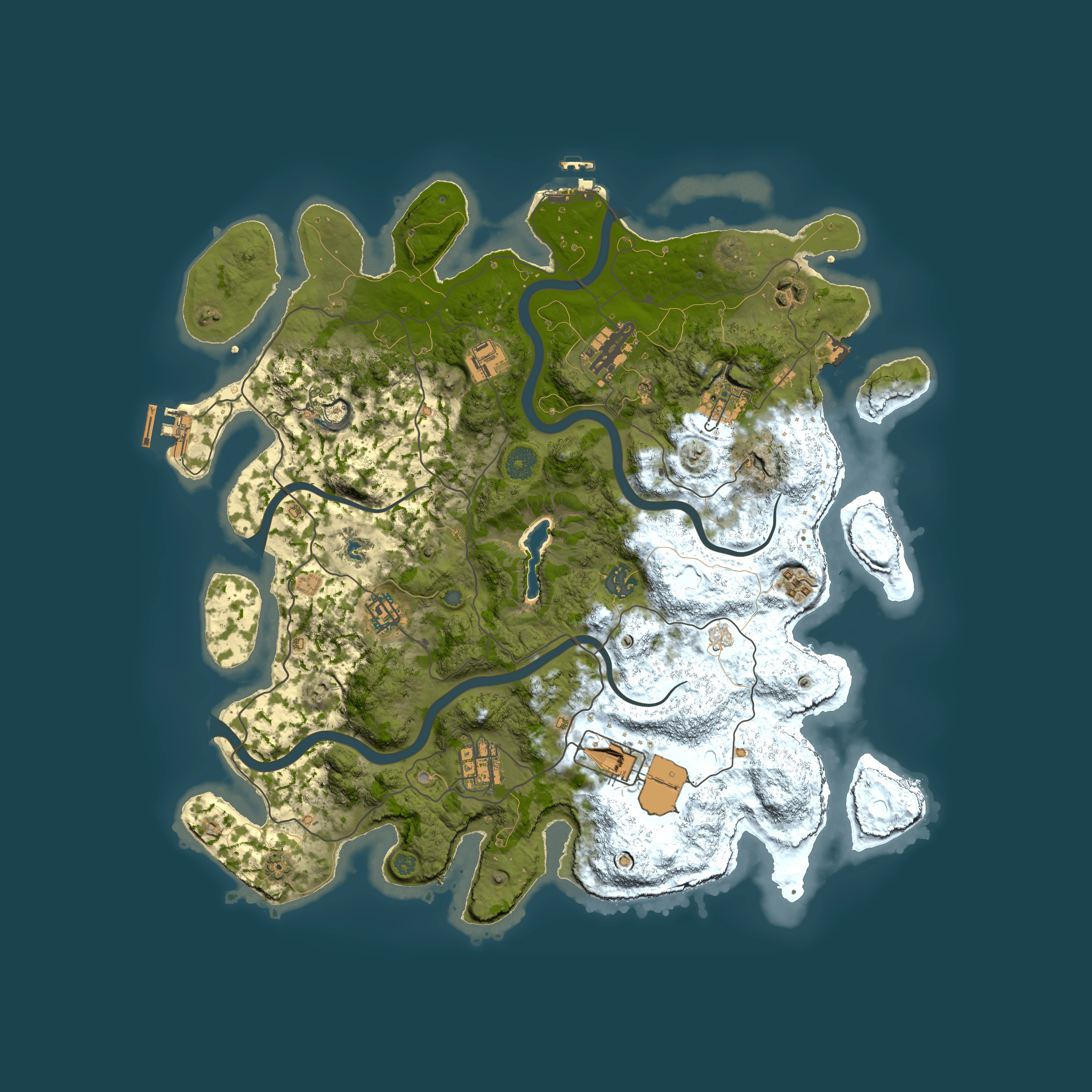 Full top-down render of Rust map seed 1709302948, 4000x4000m