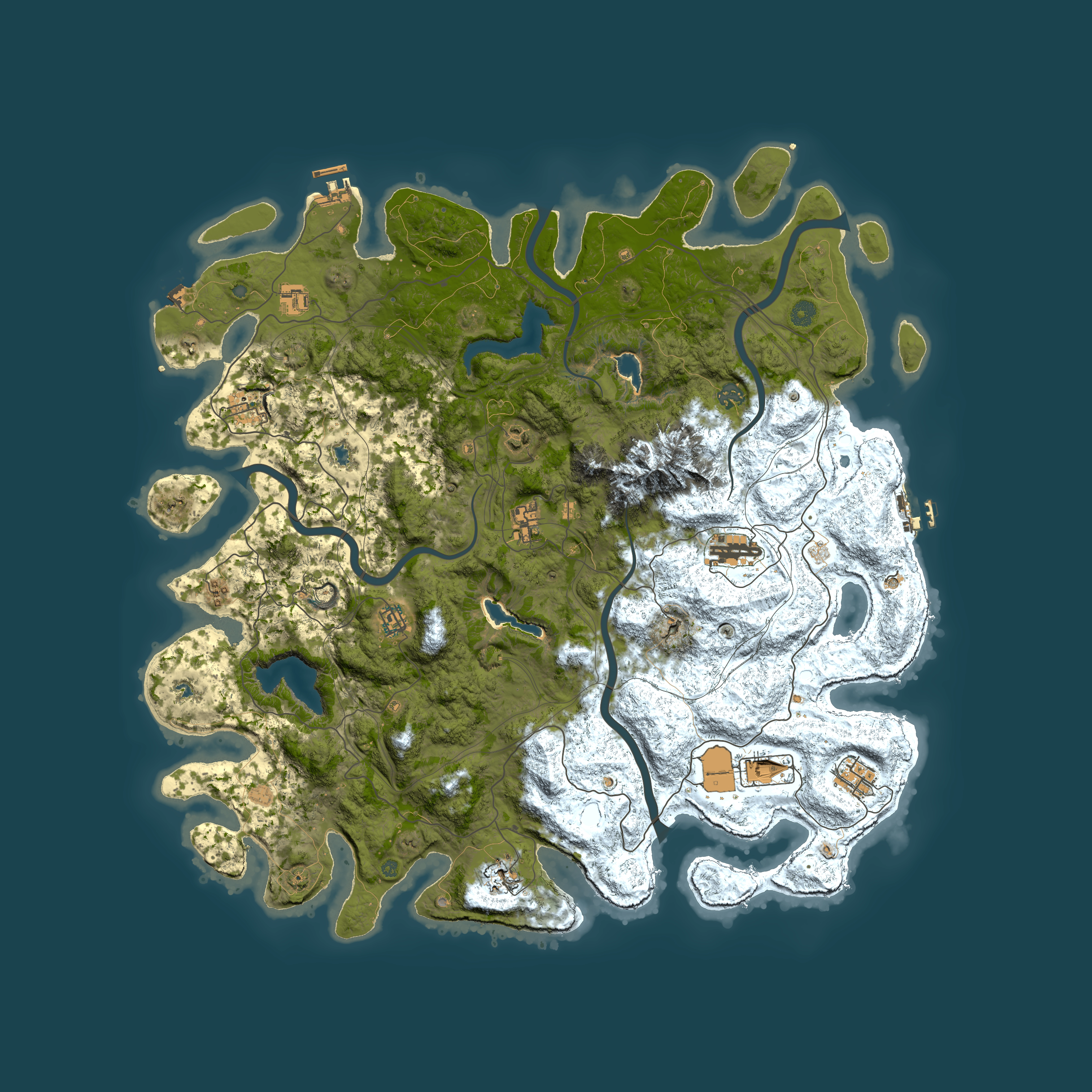 Full top-down render of Rust map seed 139684976, 5000x5000m