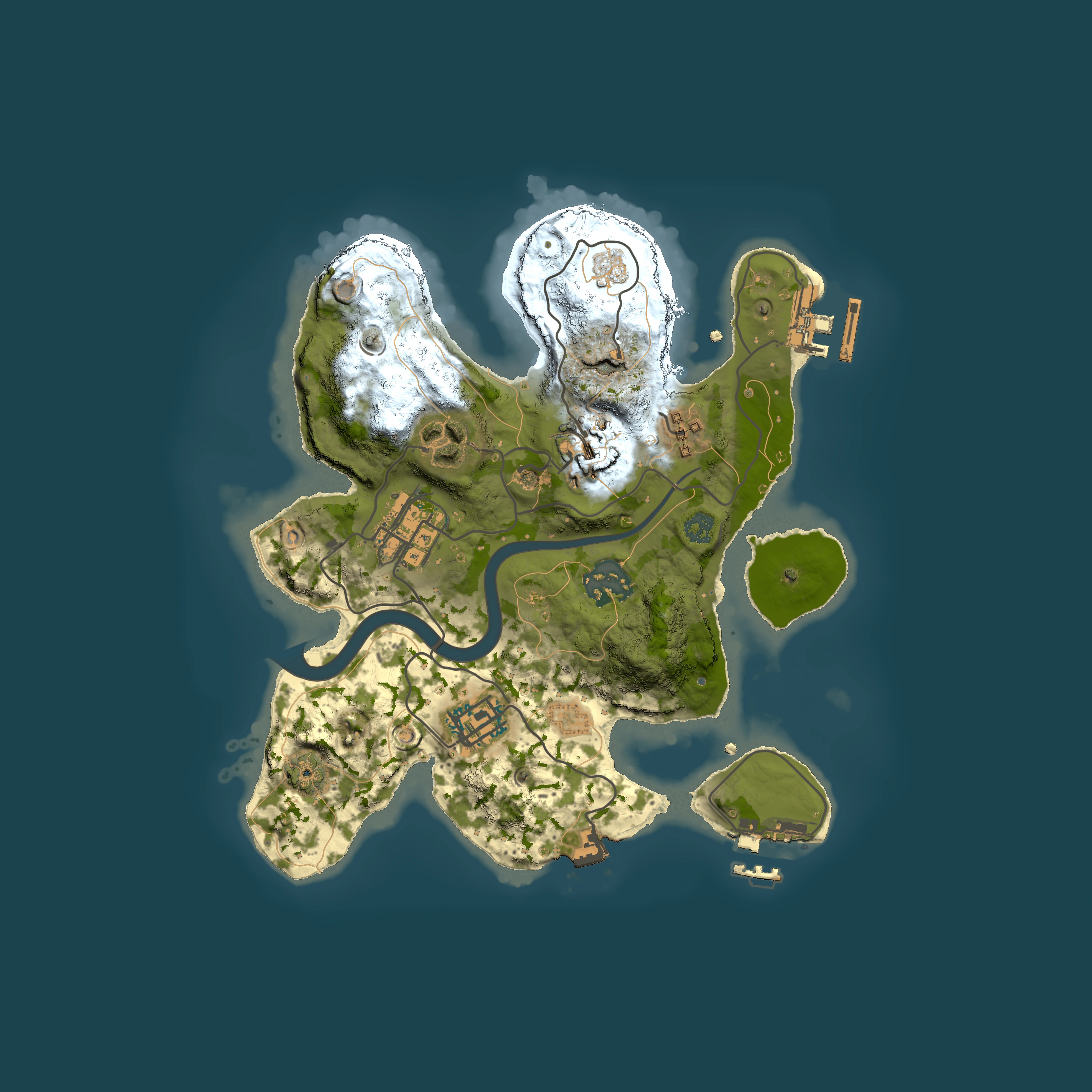 Full top-down render of Rust map seed 1431562250, 2500x2500m