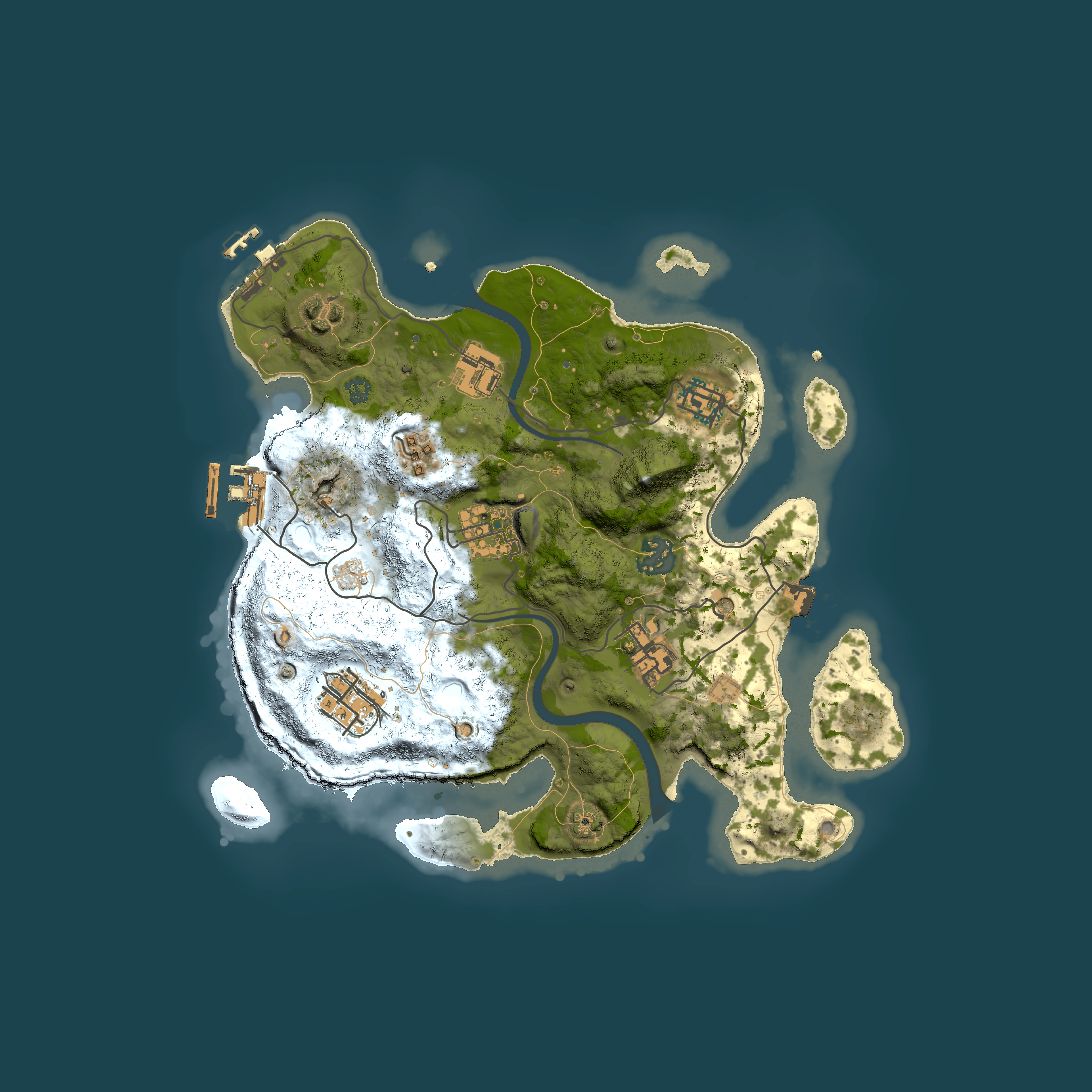Full top-down render of Rust map seed 470847106, 3000x3000m
