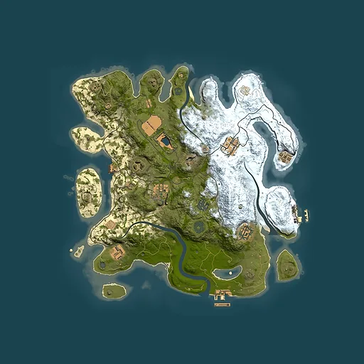 Rust map seed 1124438291, 3500x3500m top-down preview