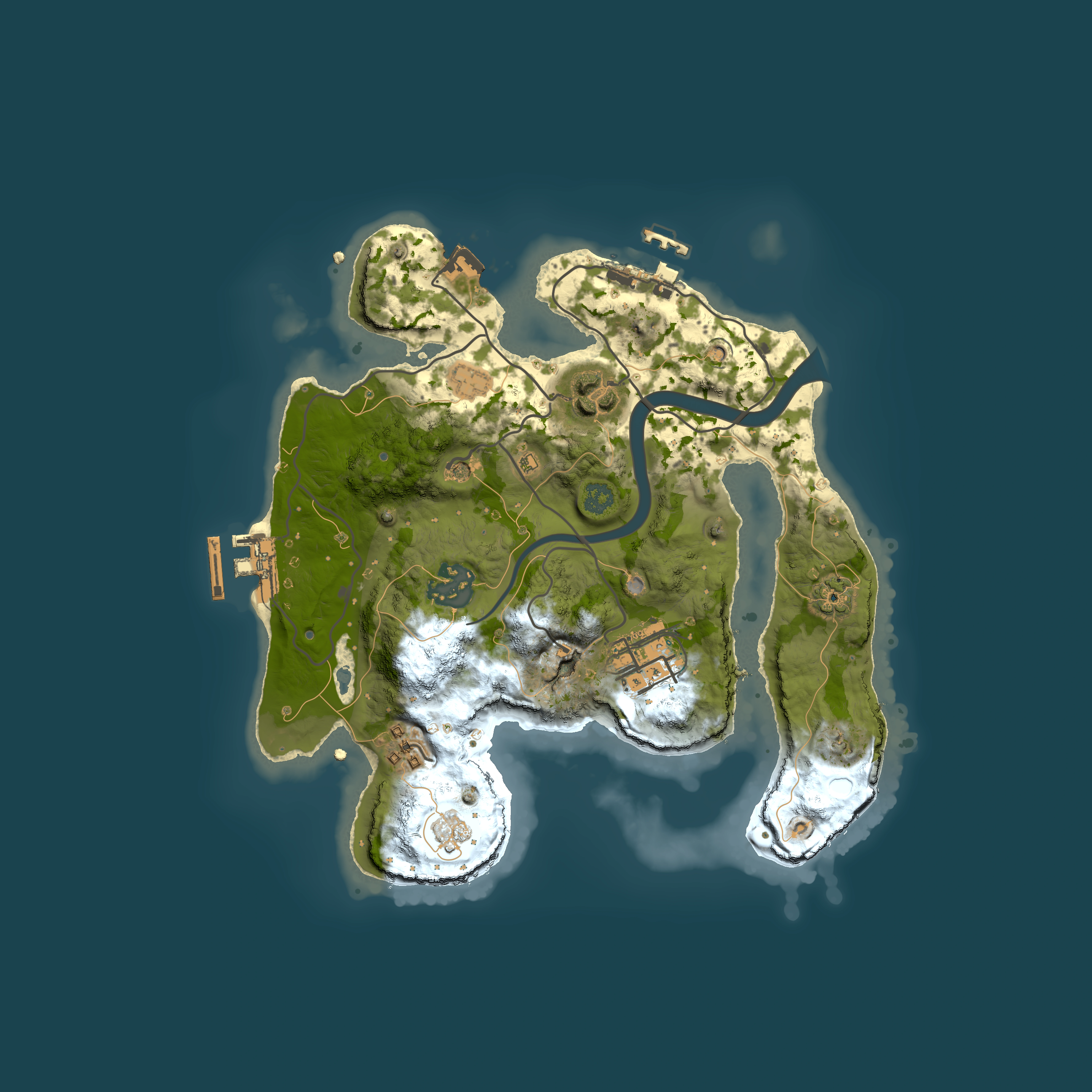 Full top-down render of Rust map seed 1454553817, 2500x2500m