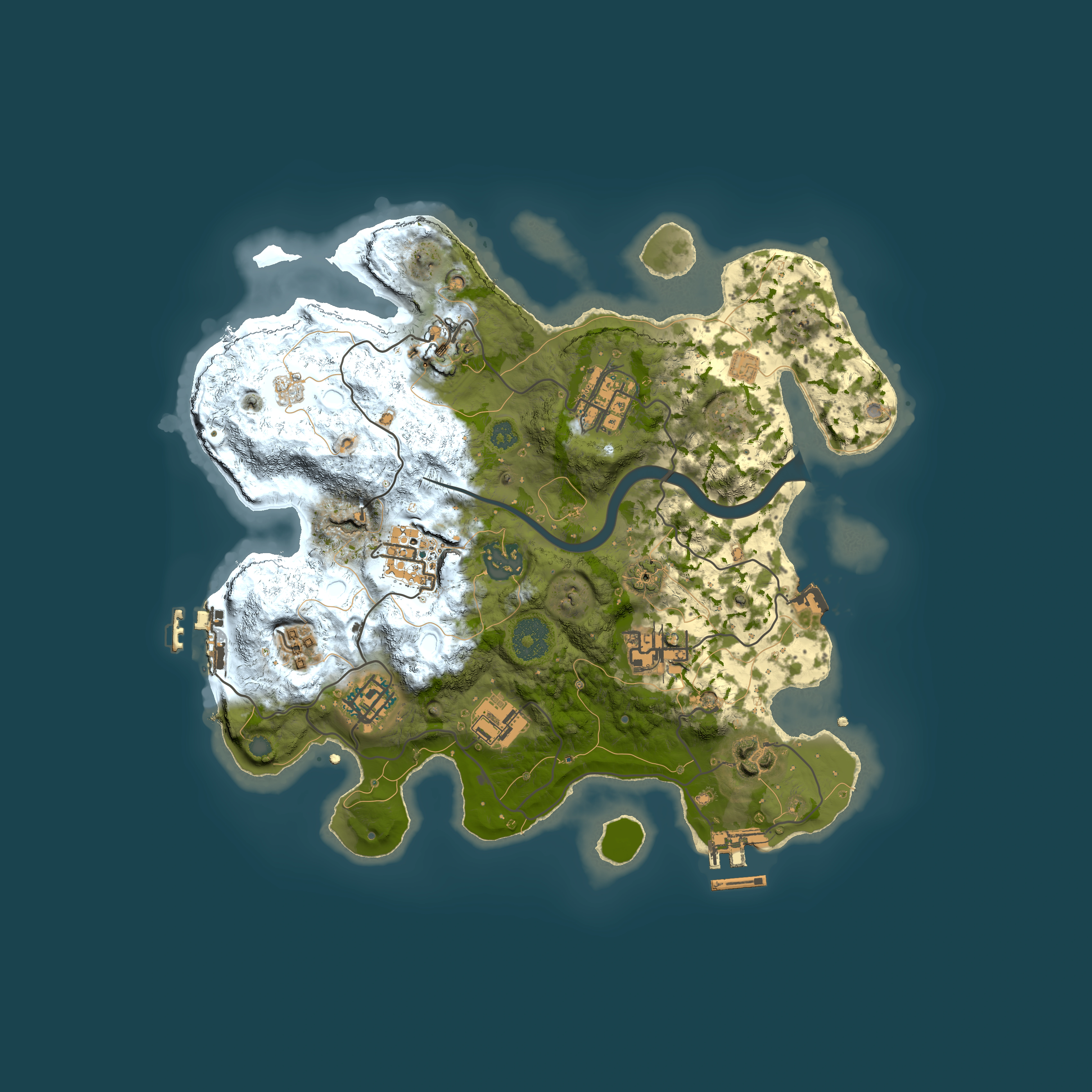 Full top-down render of Rust map seed 387961366, 3000x3000m
