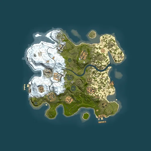 Rust map seed 387961366, 3000x3000m top-down preview