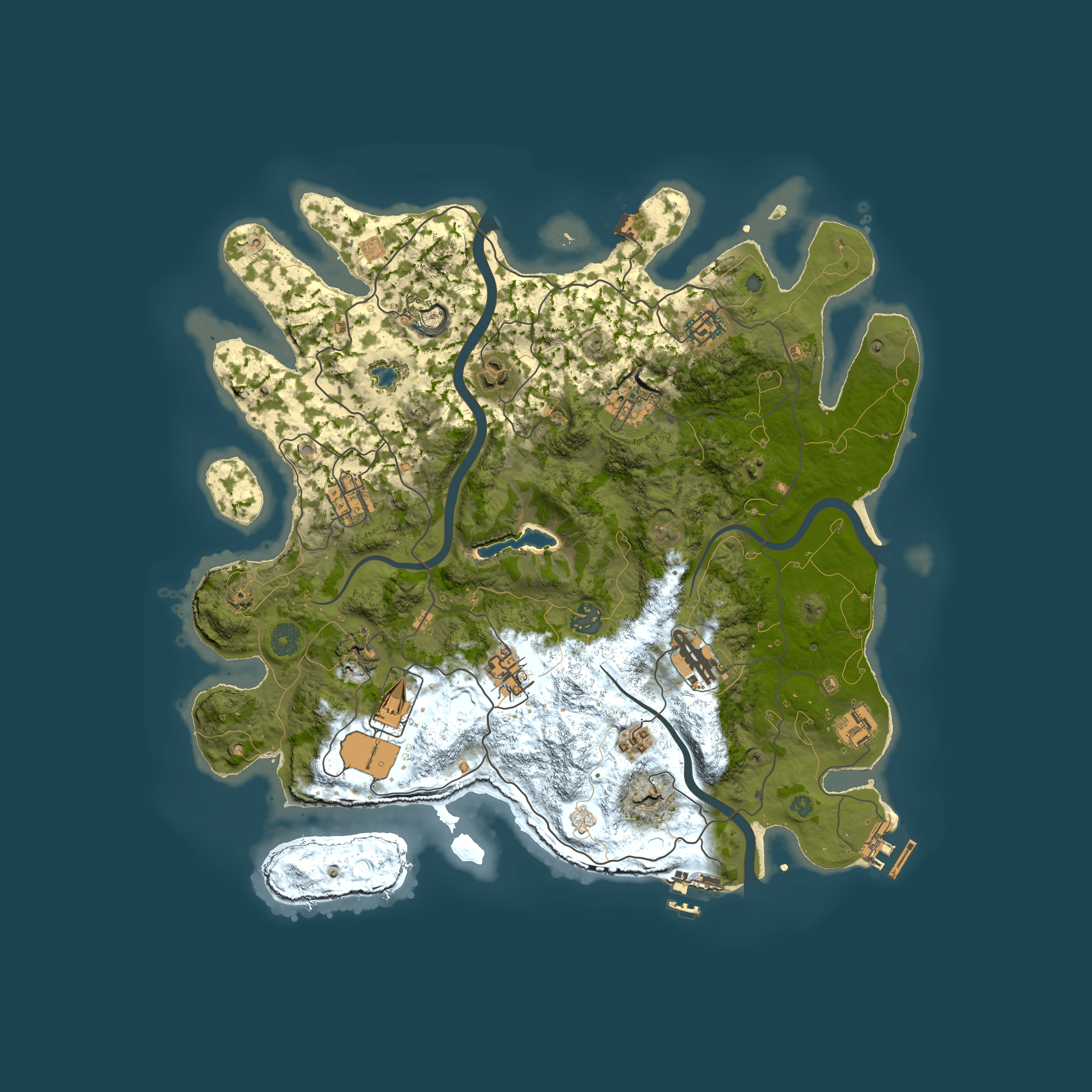 Full top-down render of Rust map seed 1395134964, 4000x4000m
