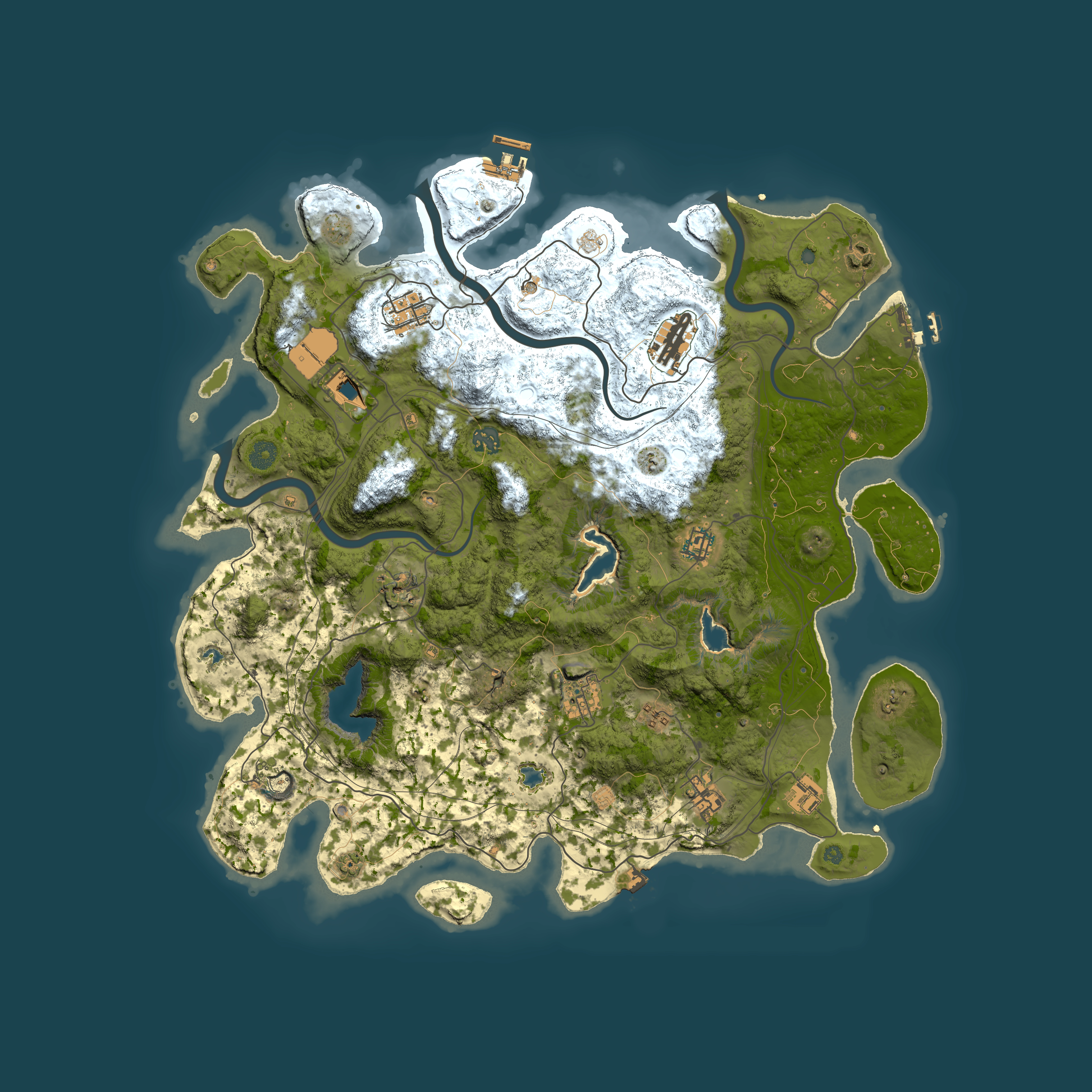 Full top-down render of Rust map seed 2048936572, 4500x4500m