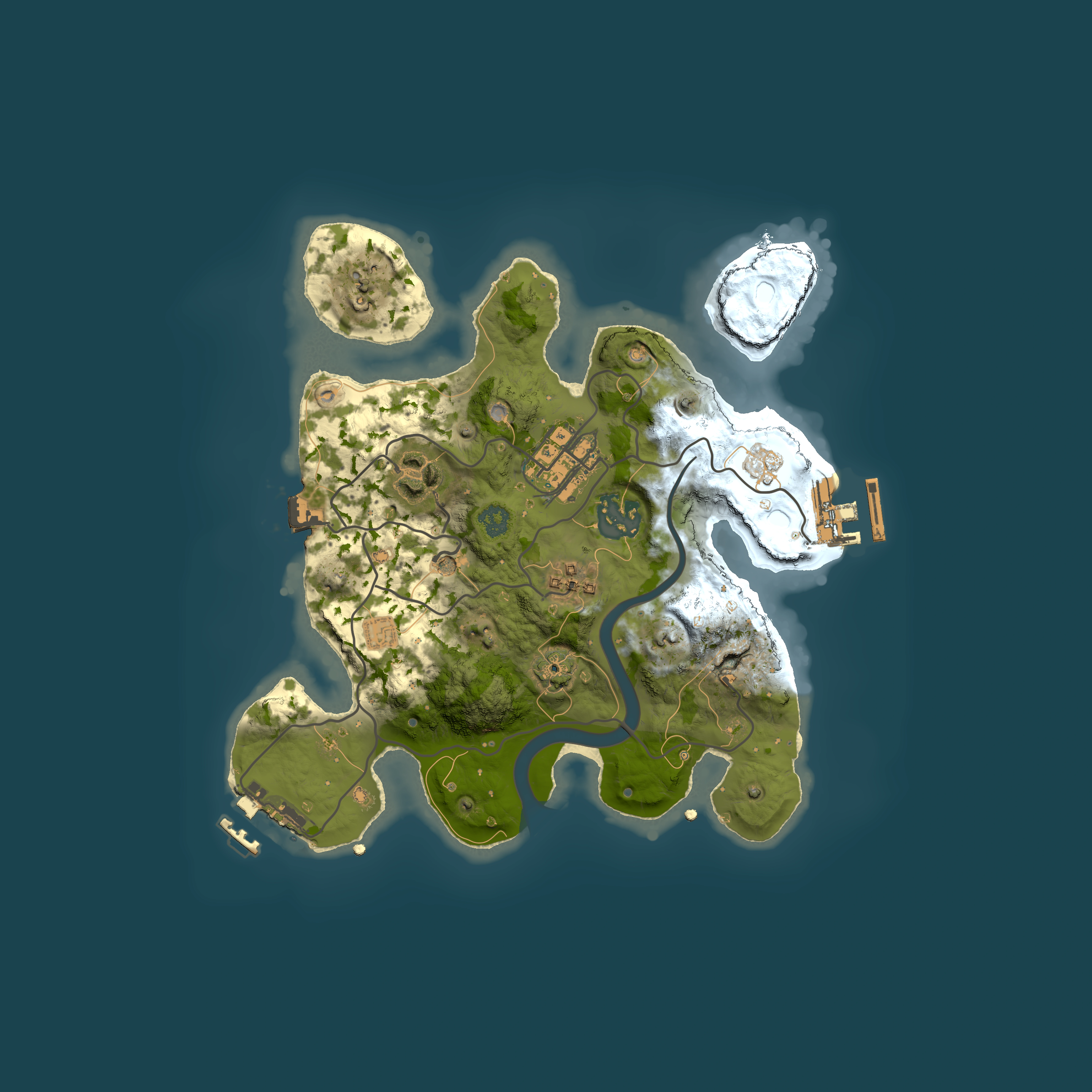 Full top-down render of Rust map seed 1063340659, 2500x2500m