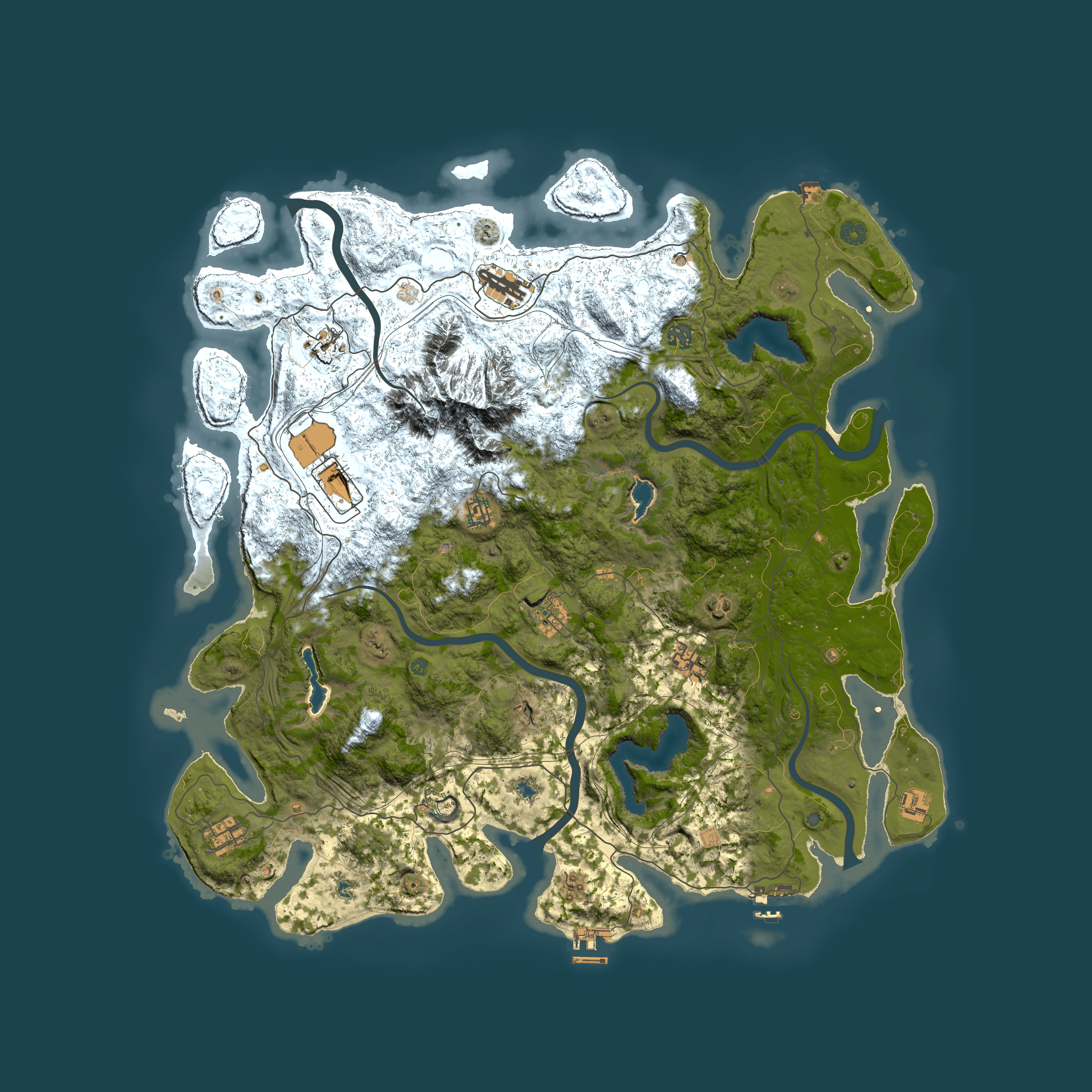 Full top-down render of Rust map seed 1353334286, 5000x5000m