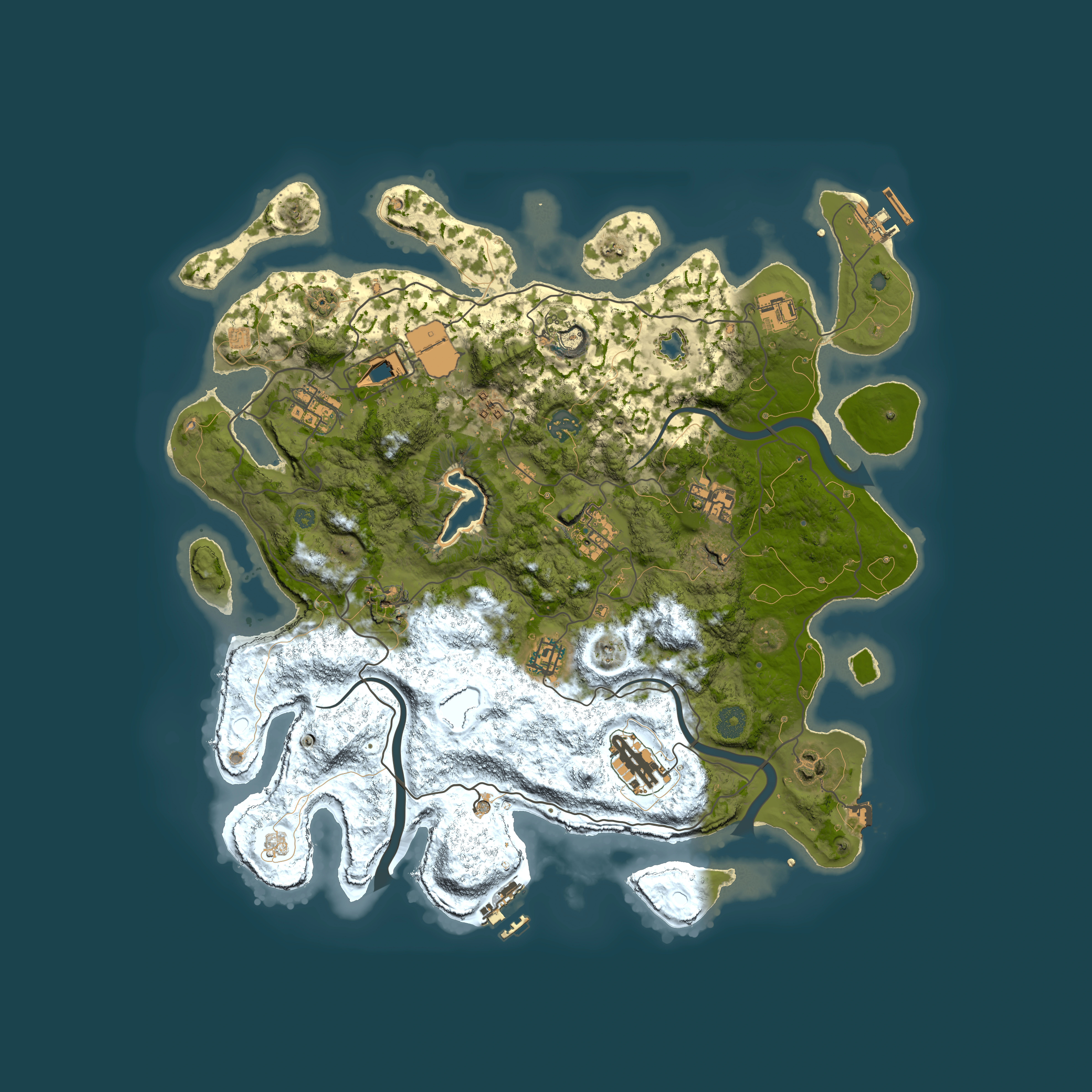 Full top-down render of Rust map seed 1285023671, 4000x4000m