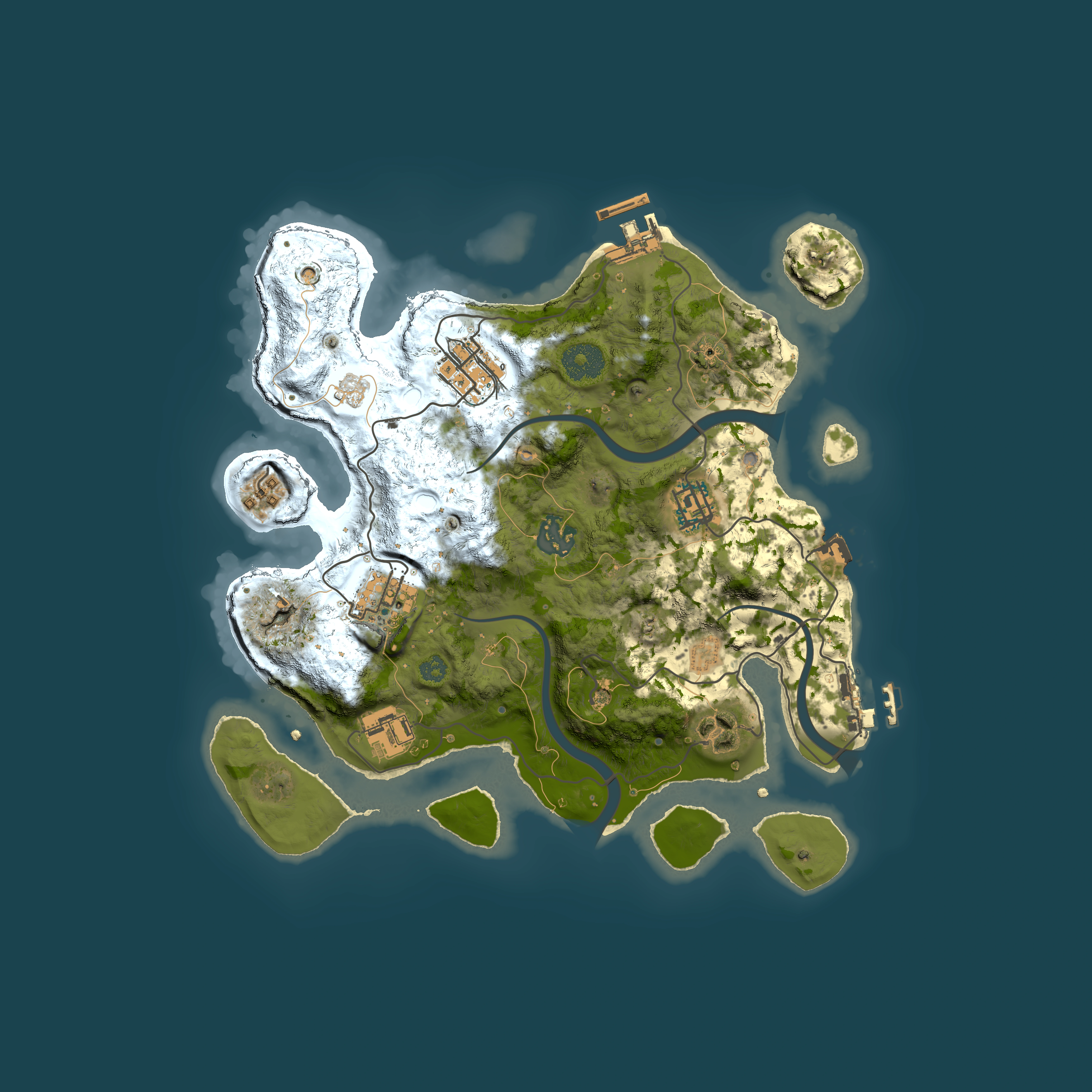 Full top-down render of Rust map seed 1344636827, 3000x3000m