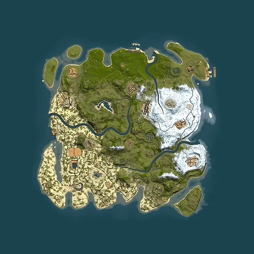 Rust map seed 457704147, 4000x4000m top-down preview