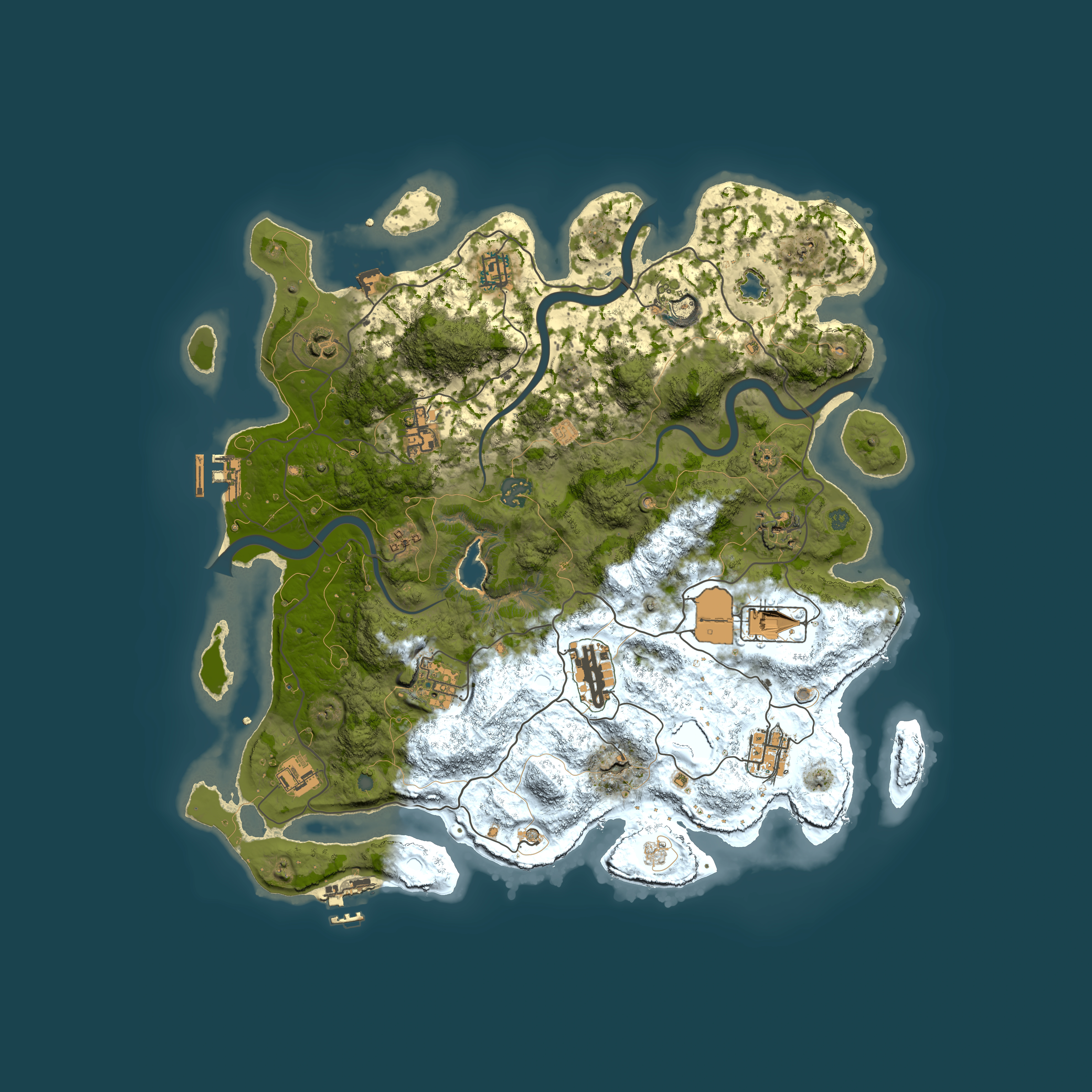 Full top-down render of Rust map seed 23280908, 4000x4000m