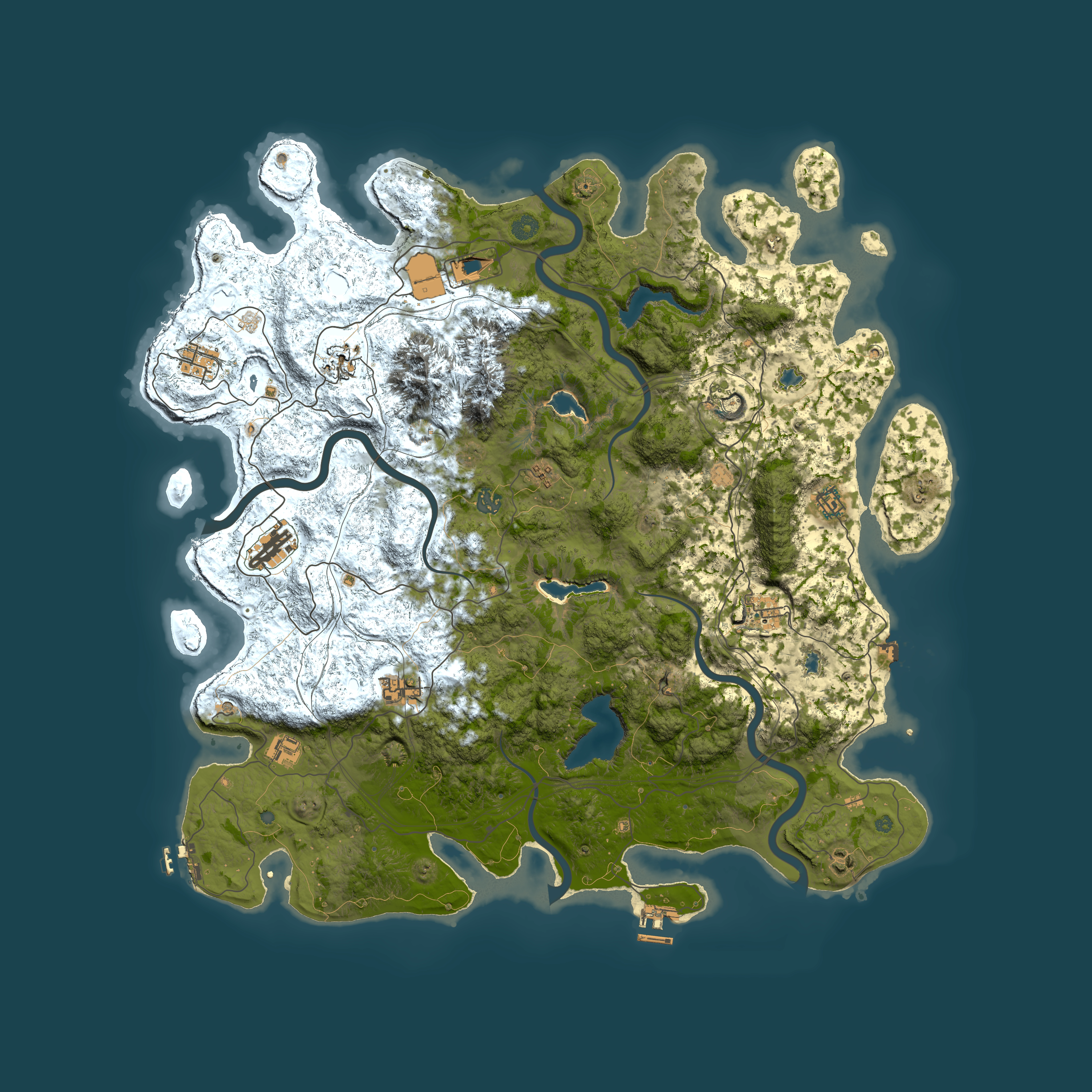 Full top-down render of Rust map seed 1664241187, 5000x5000m
