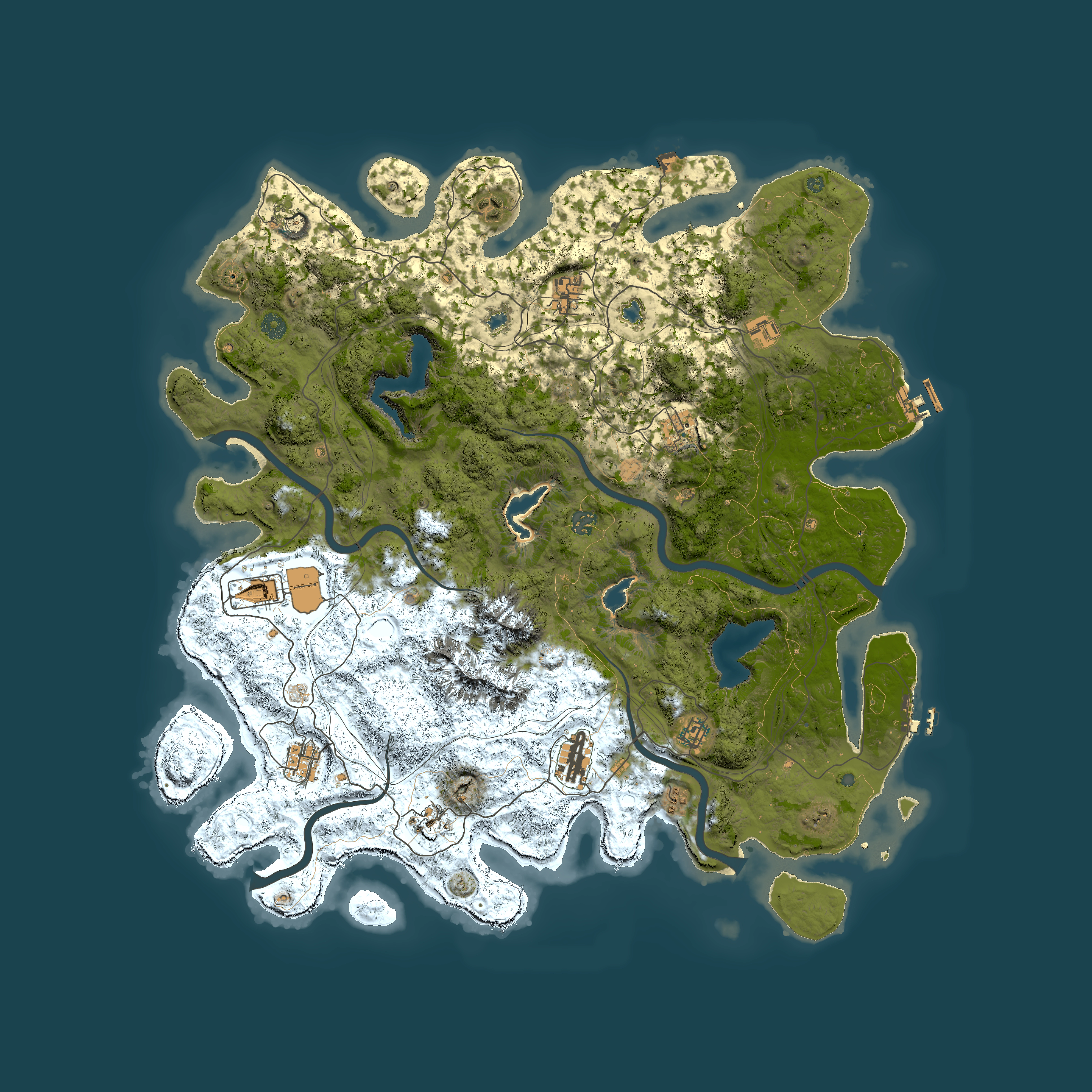 Full top-down render of Rust map seed 142830905, 5000x5000m