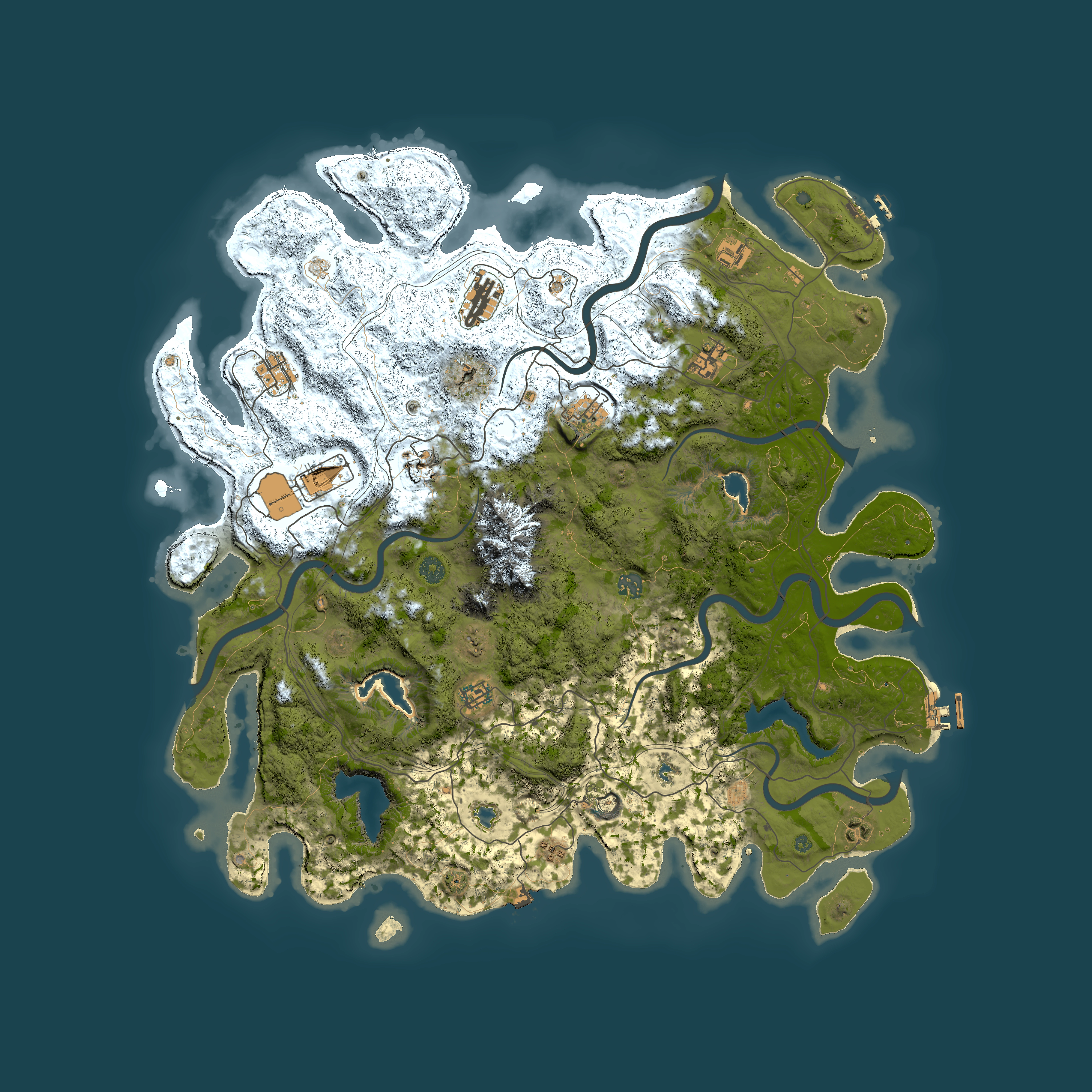 Full top-down render of Rust map seed 1668603770, 5000x5000m