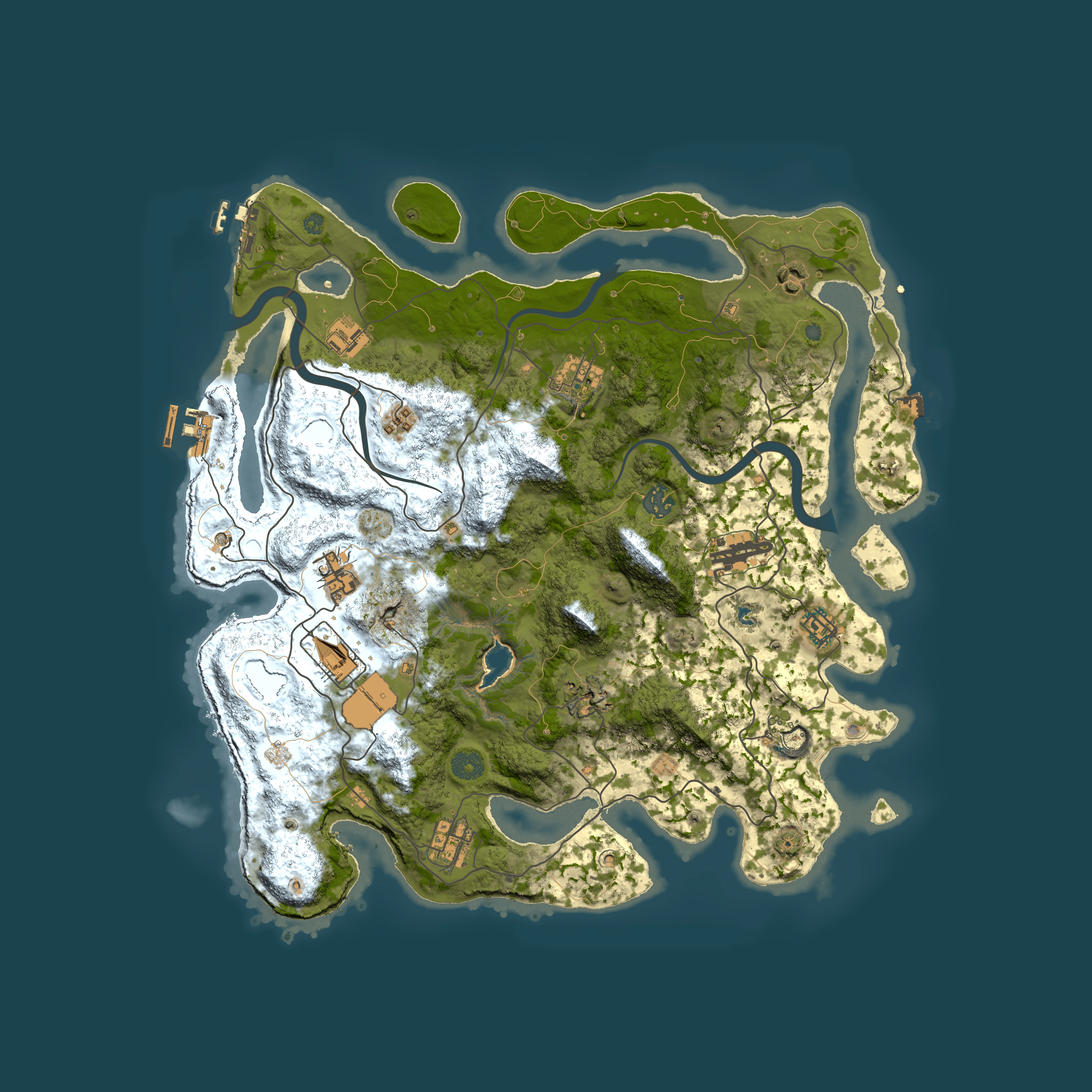 Full top-down render of Rust map seed 895091184, 4000x4000m