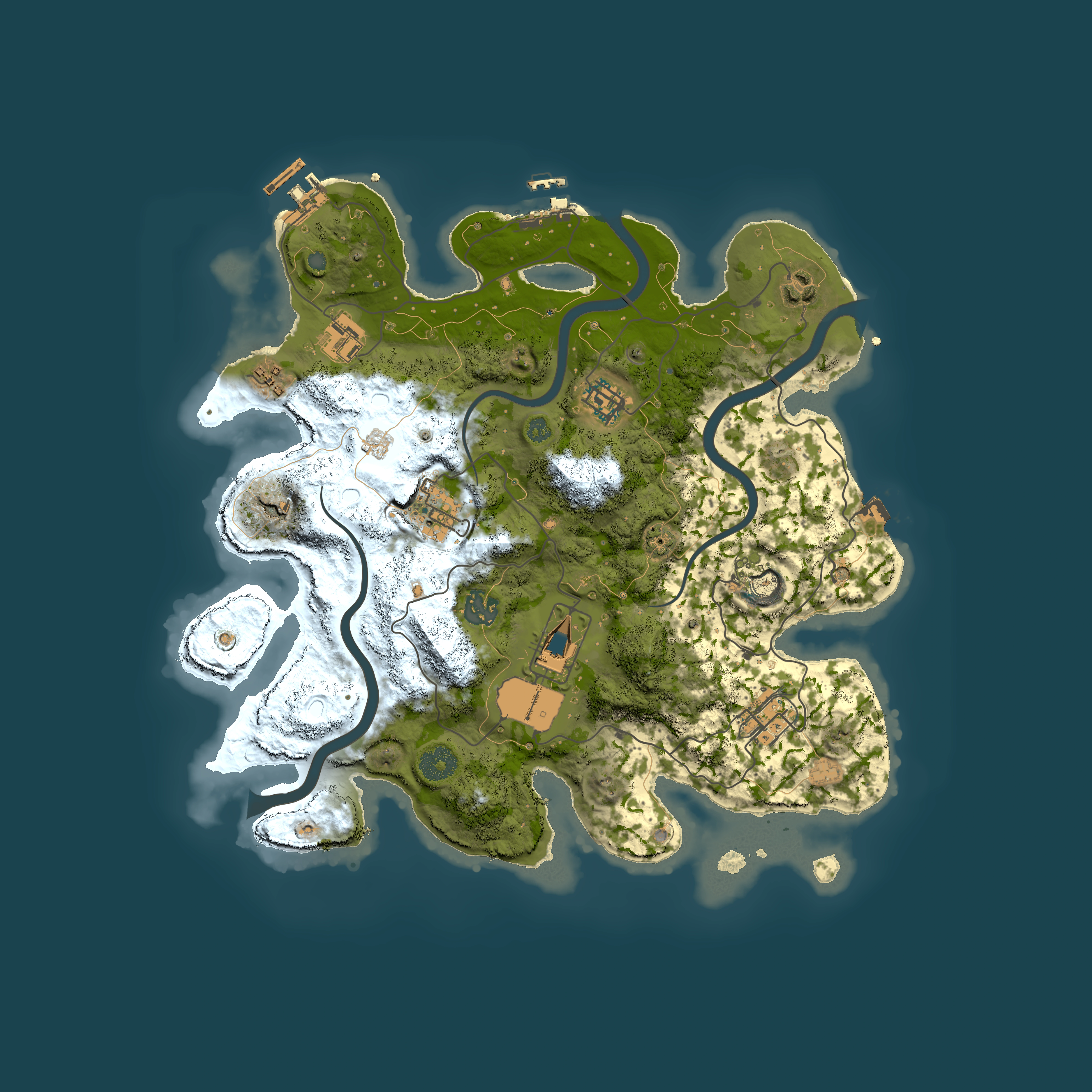 Full top-down render of Rust map seed 1494379877, 3500x3500m