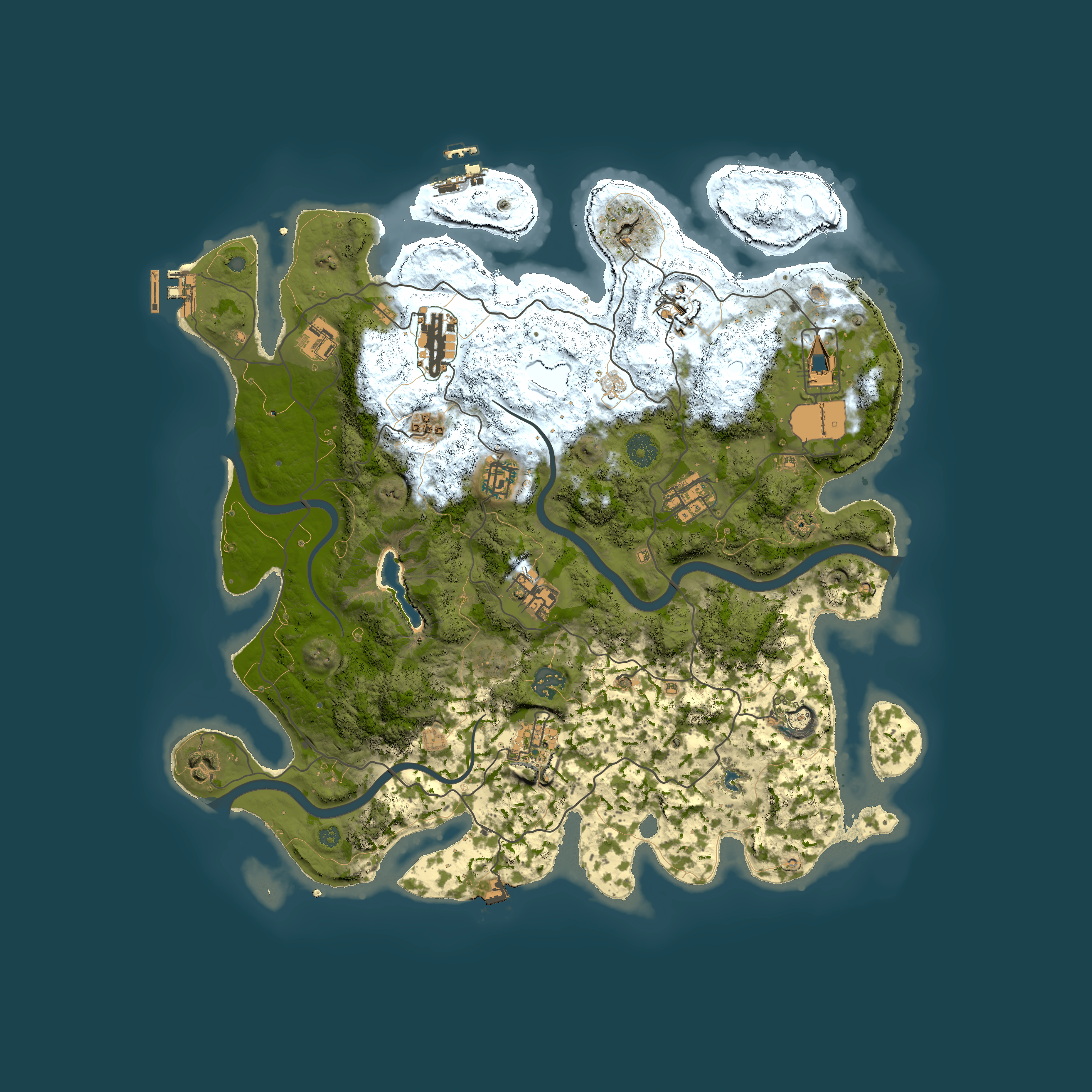 Full top-down render of Rust map seed 1606423467, 4000x4000m