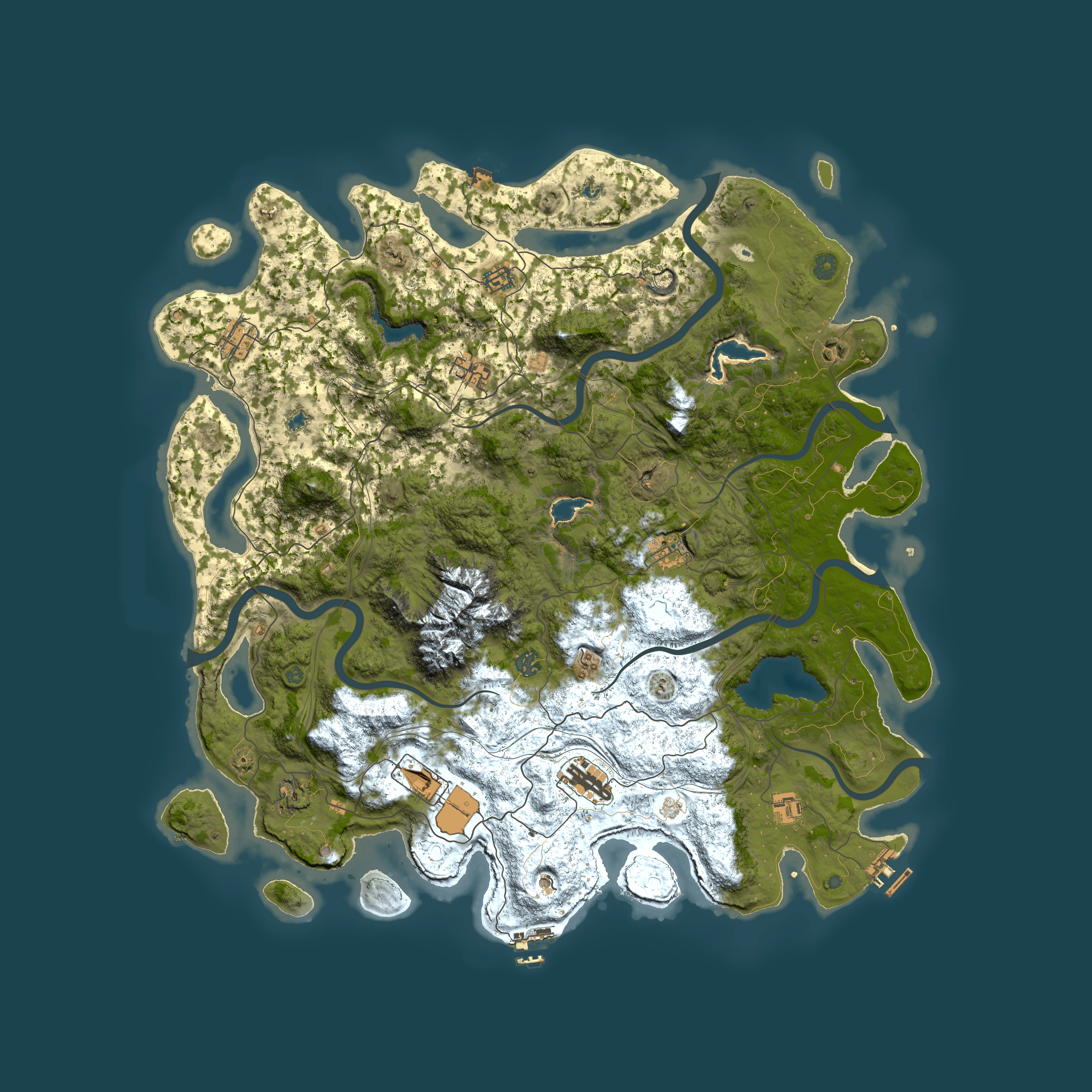 Full top-down render of Rust map seed 1990146688, 5000x5000m