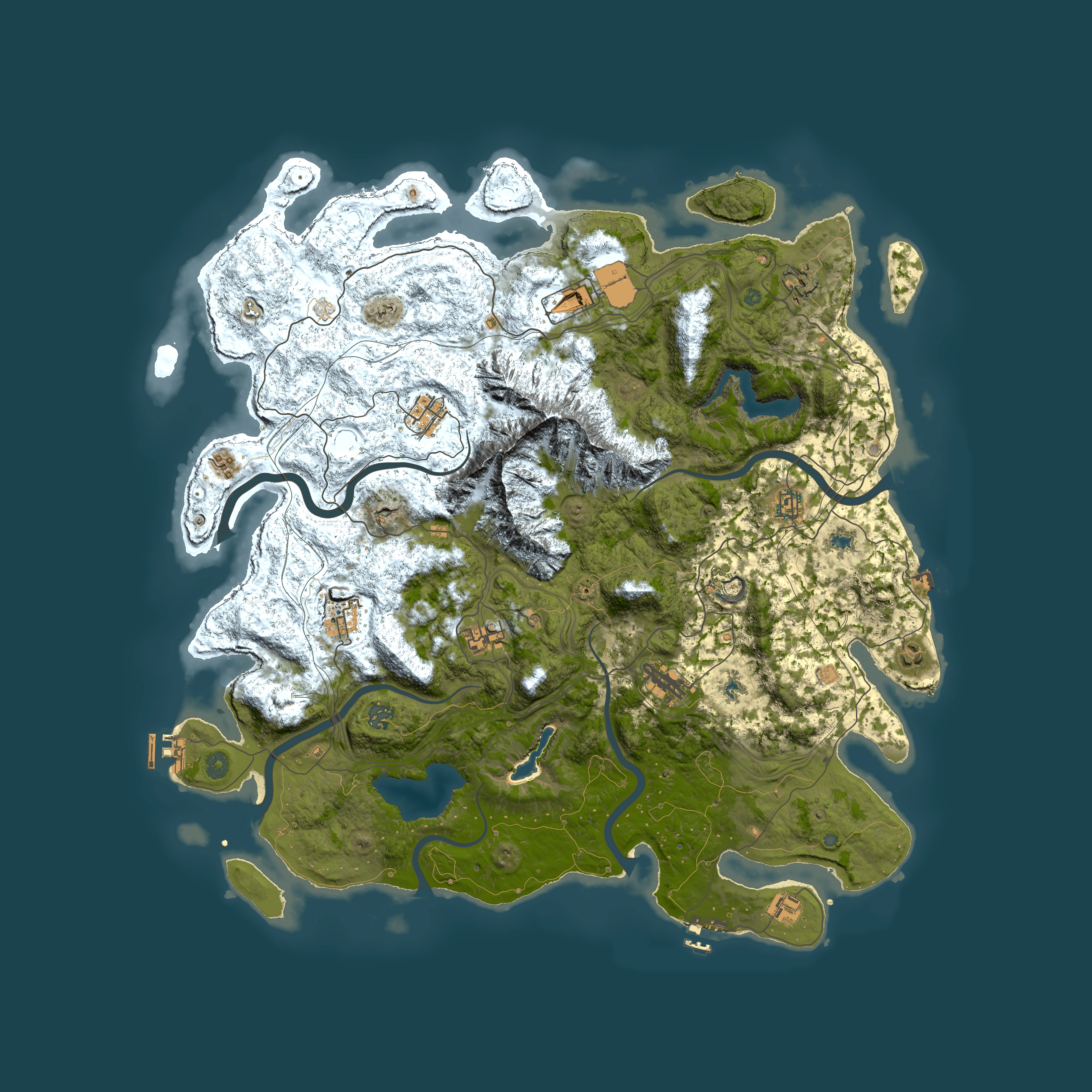 Full top-down render of Rust map seed 1437989523, 5000x5000m