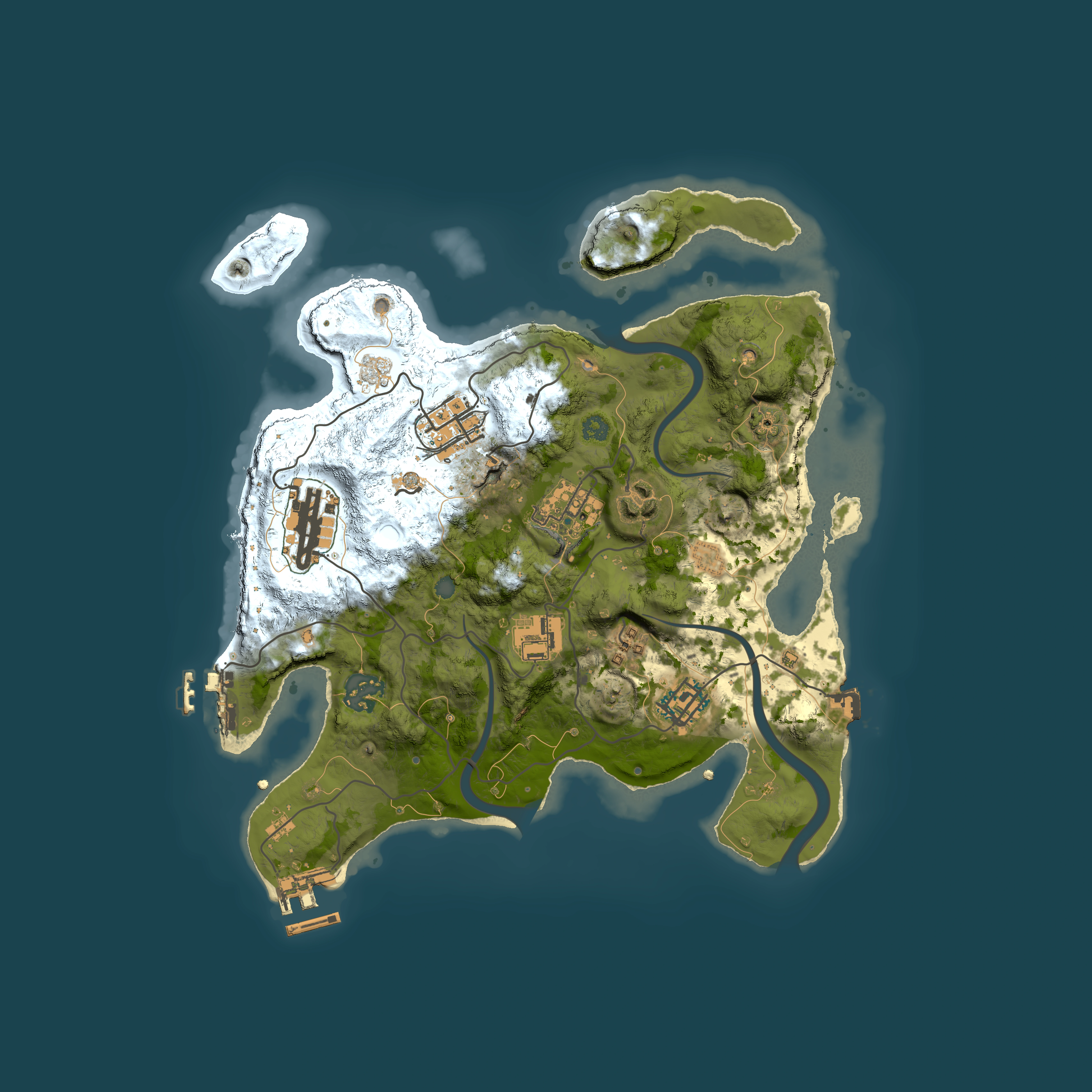Full top-down render of Rust map seed 1724895472, 3000x3000m