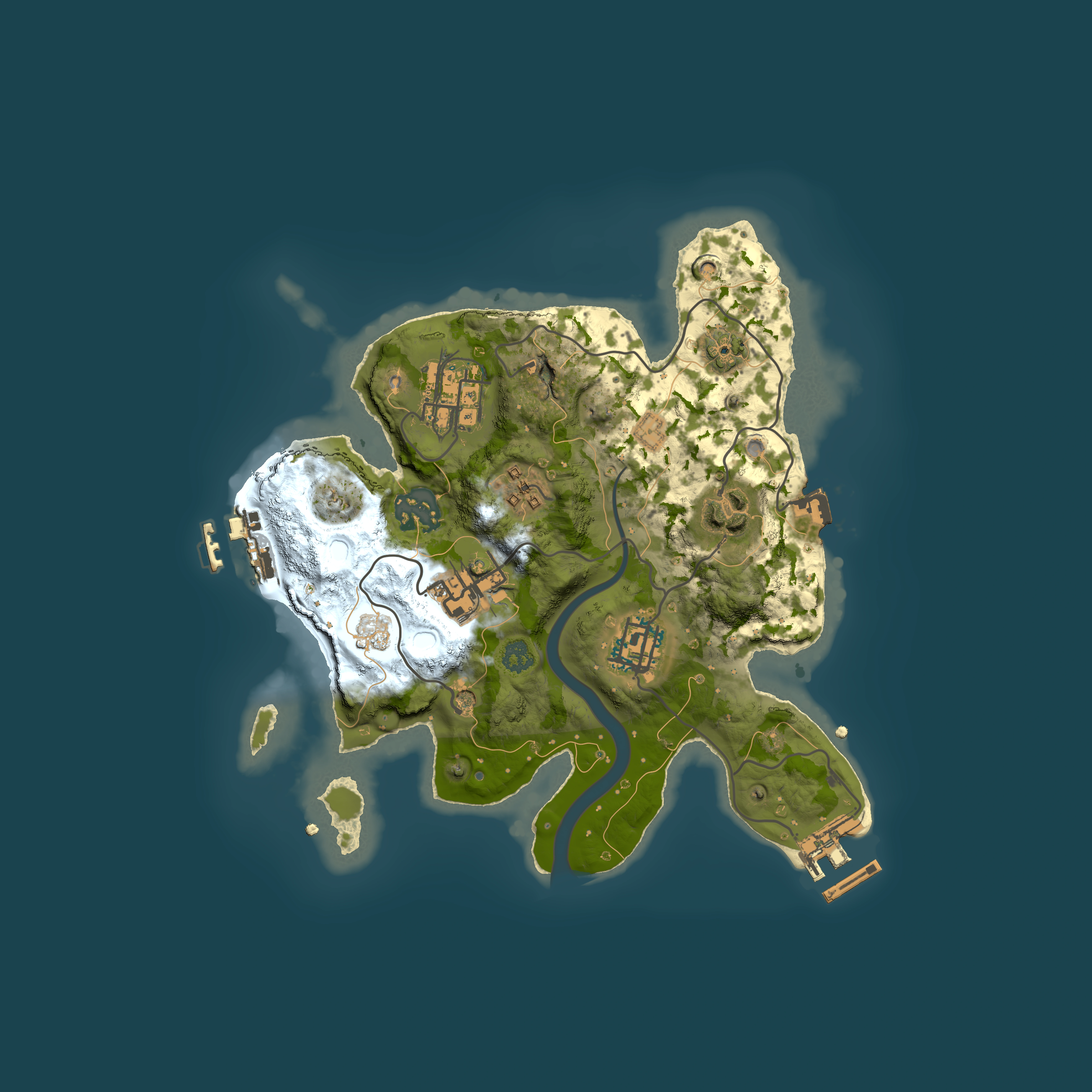 Full top-down render of Rust map seed 266881015, 2500x2500m