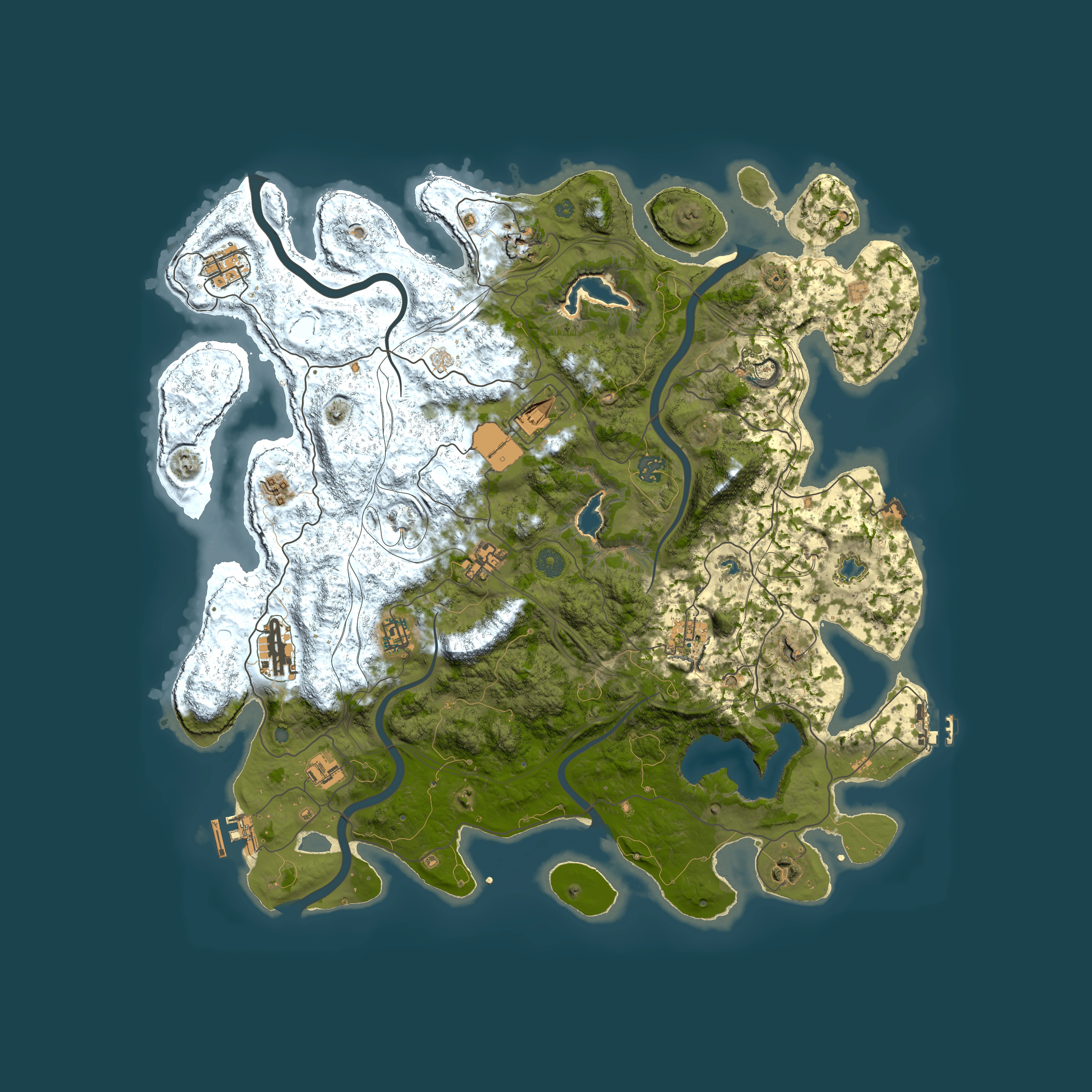 Full top-down render of Rust map seed 1393683622, 4500x4500m