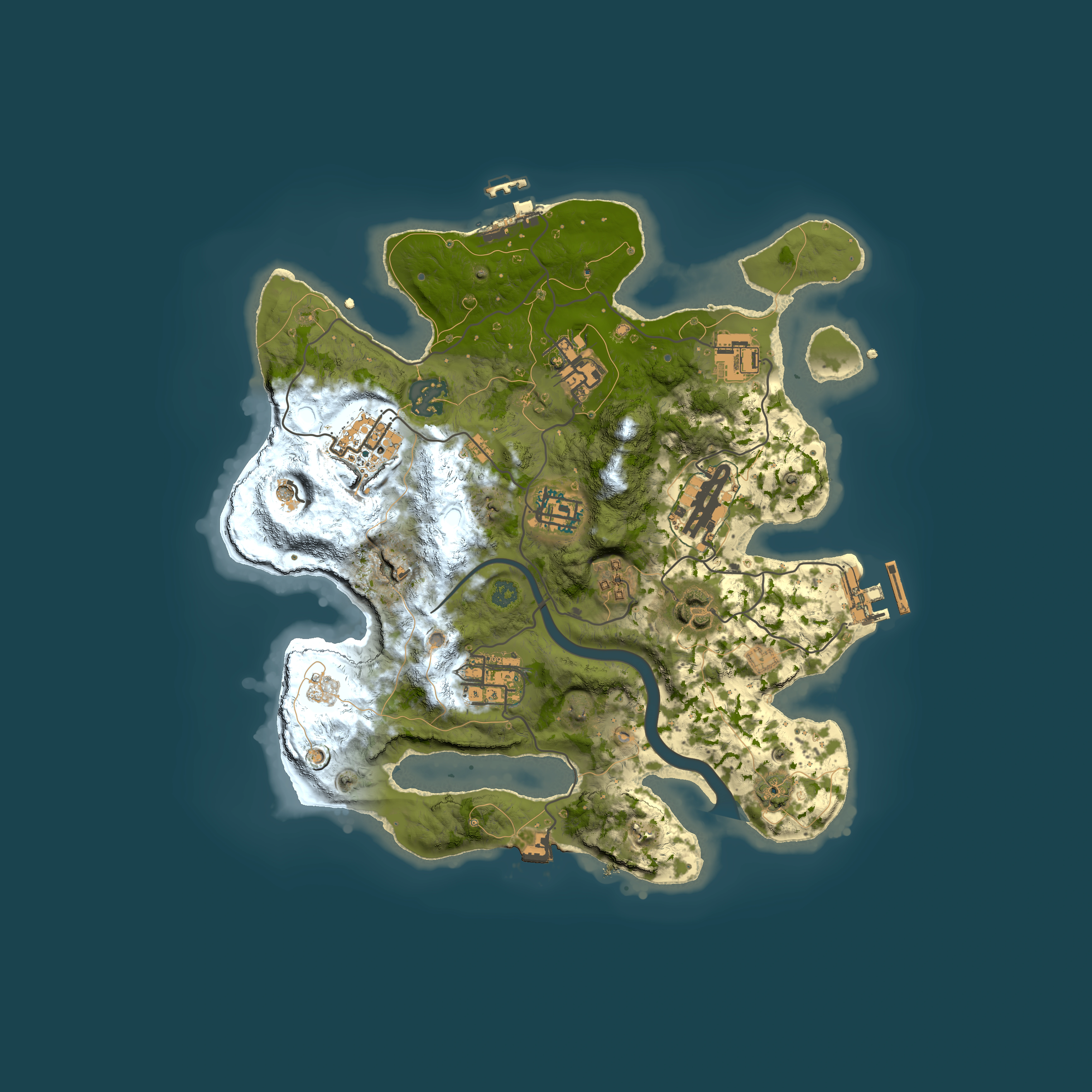 Full top-down render of Rust map seed 549165500, 3000x3000m