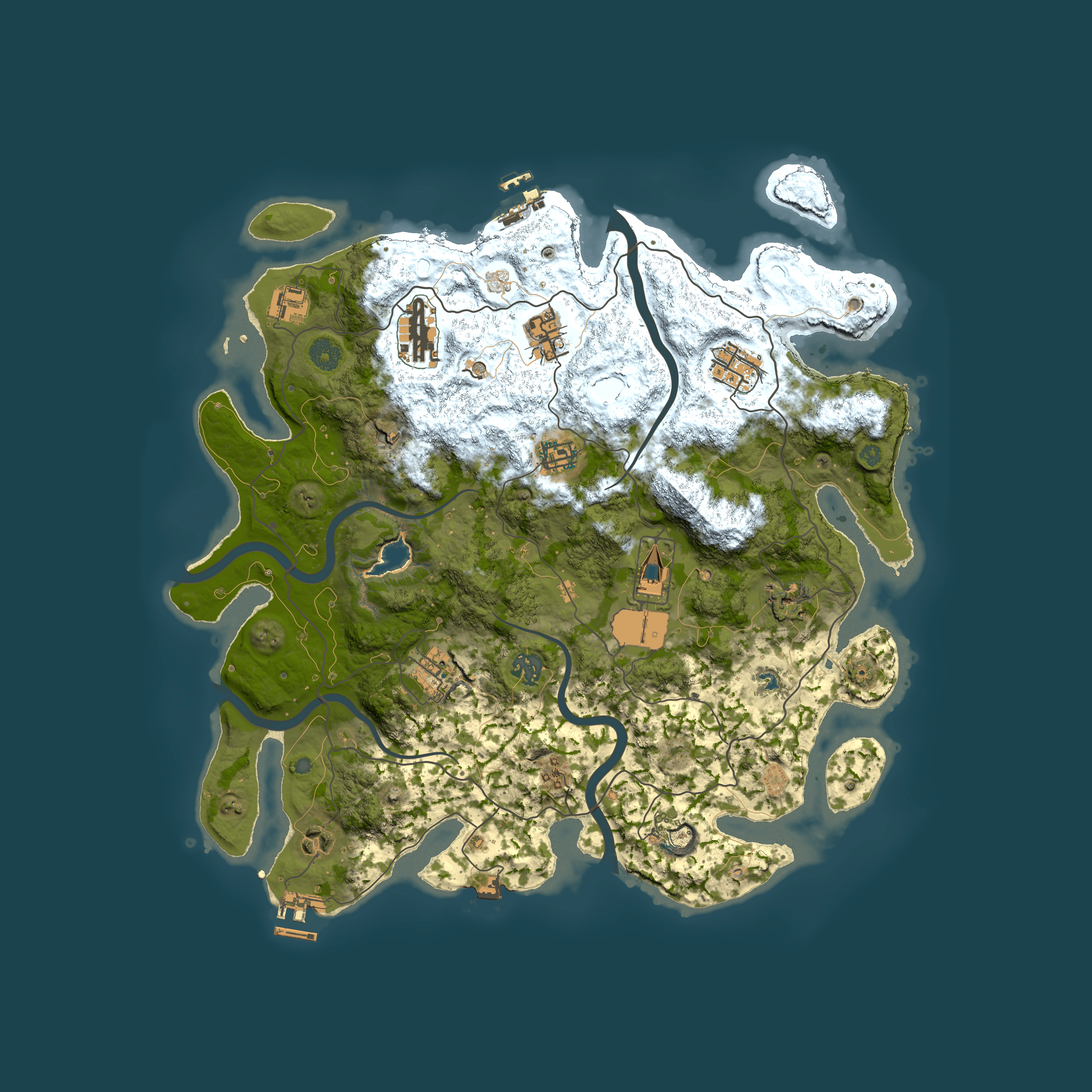 Full top-down render of Rust map seed 1665108157, 4000x4000m