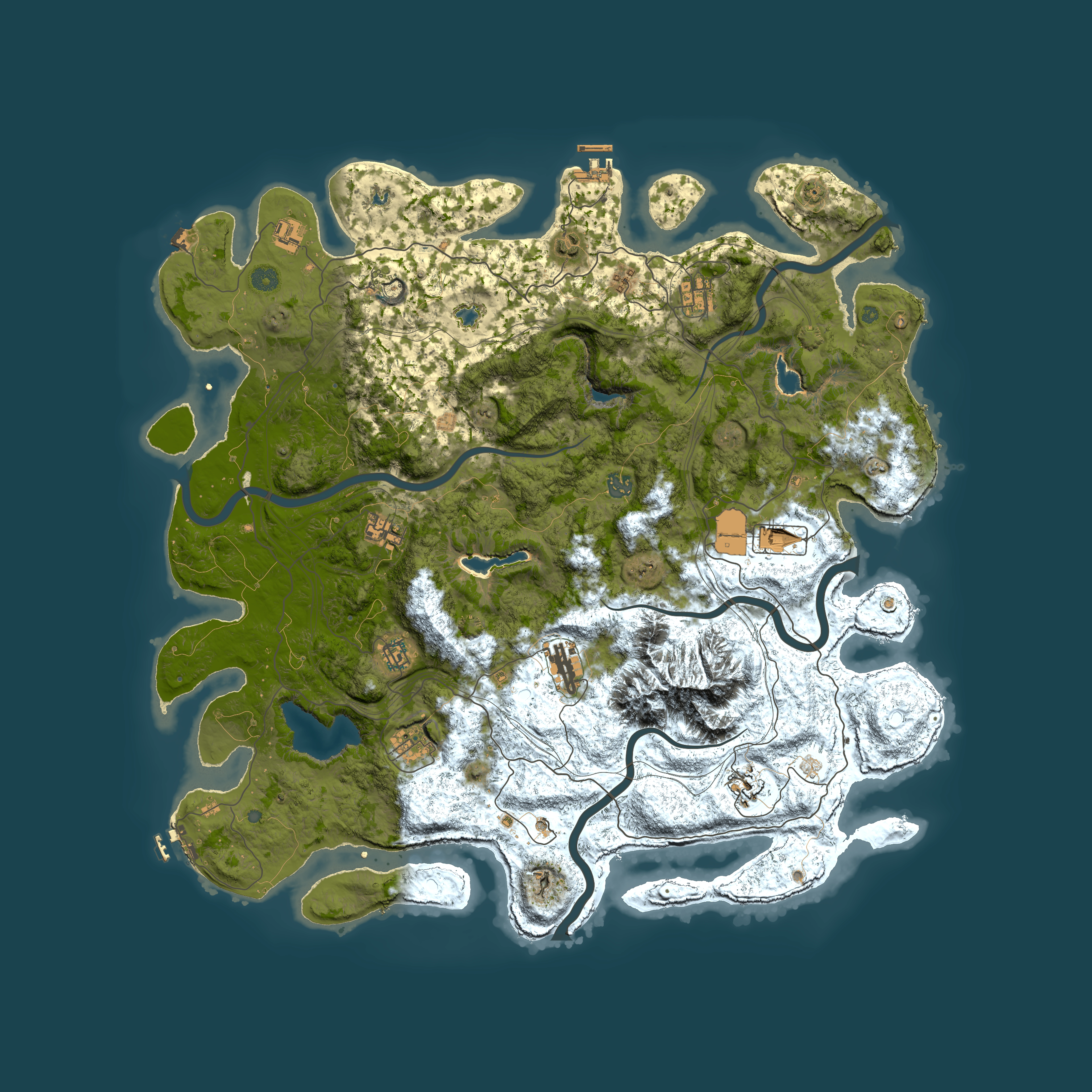 Full top-down render of Rust map seed 1498517724, 5000x5000m