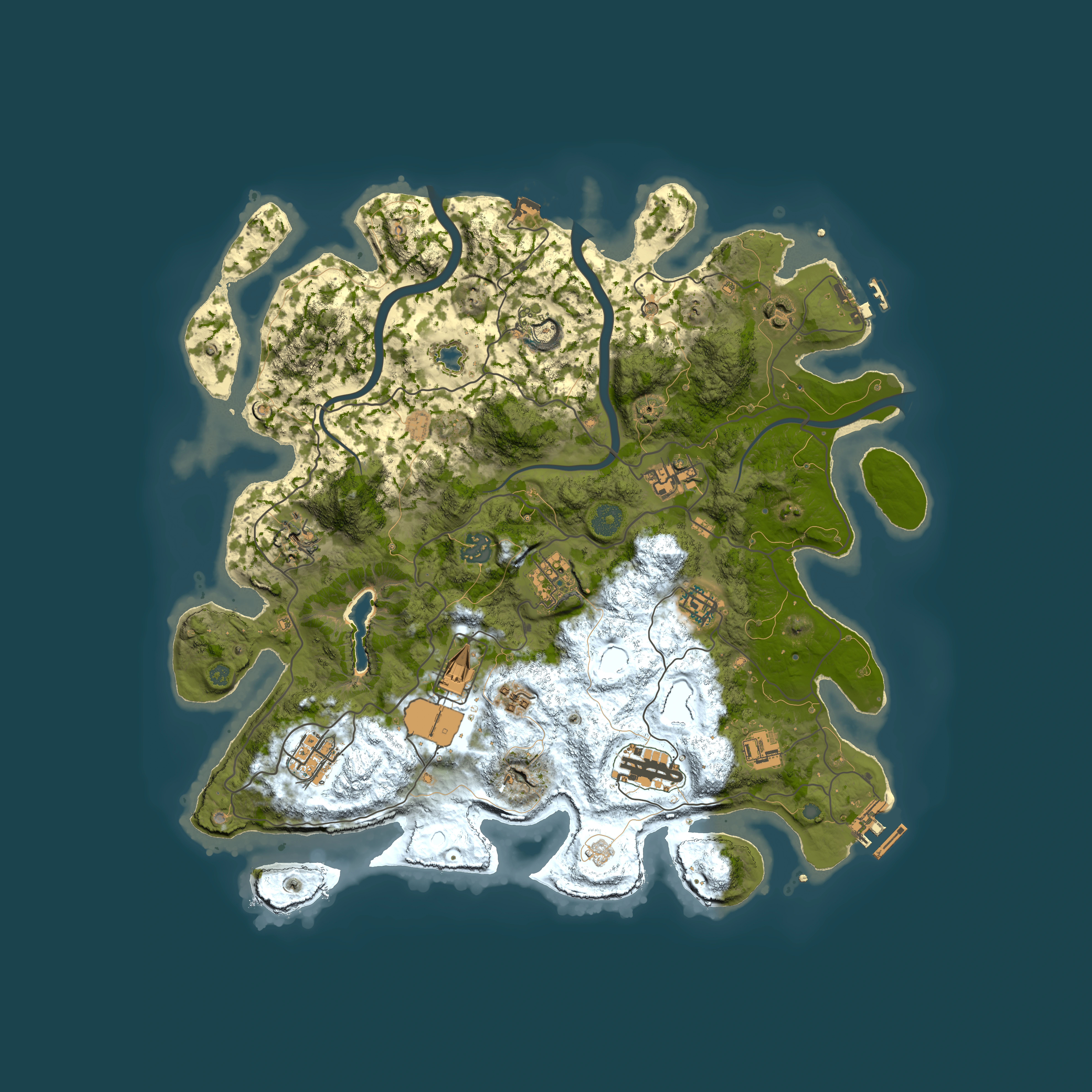 Full top-down render of Rust map seed 542881478, 4000x4000m