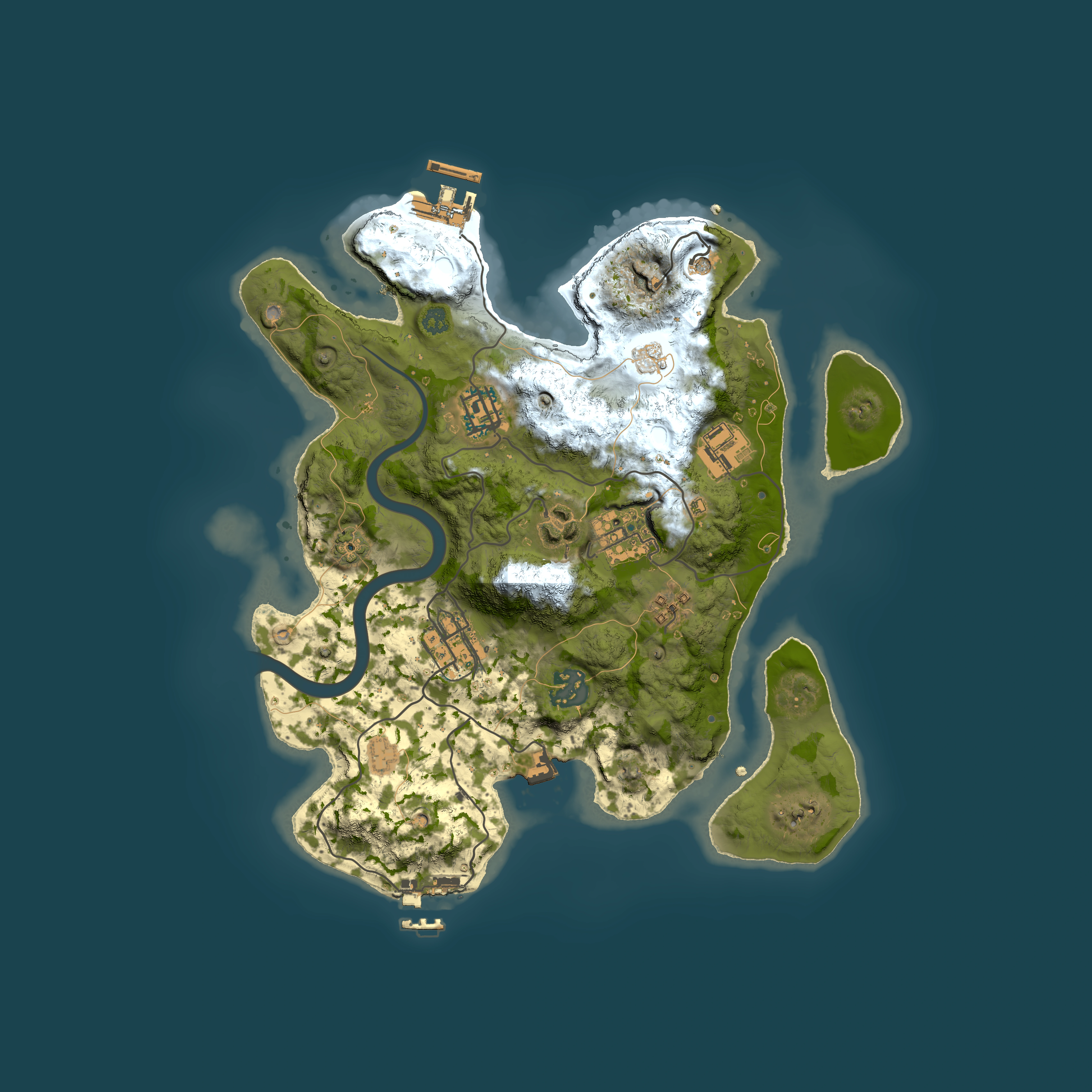 Full top-down render of Rust map seed 514334964, 3000x3000m