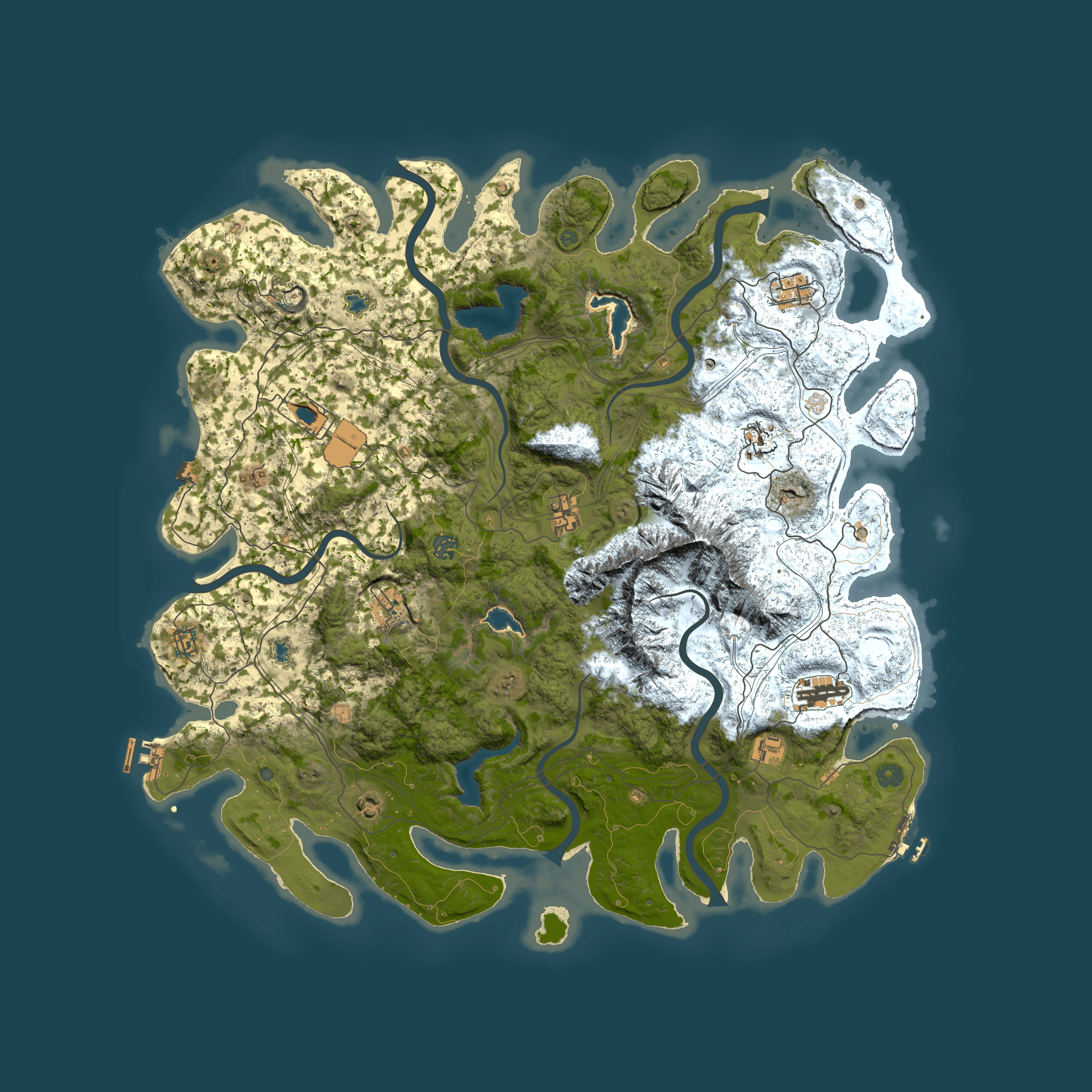 Full top-down render of Rust map seed 404085279, 5000x5000m