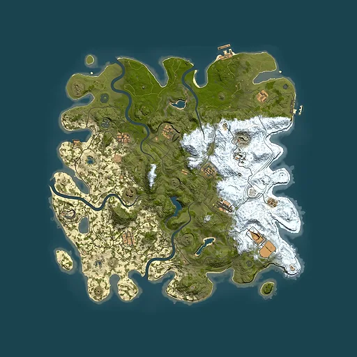 Rust map seed 1657070728, 4500x4500m top-down preview