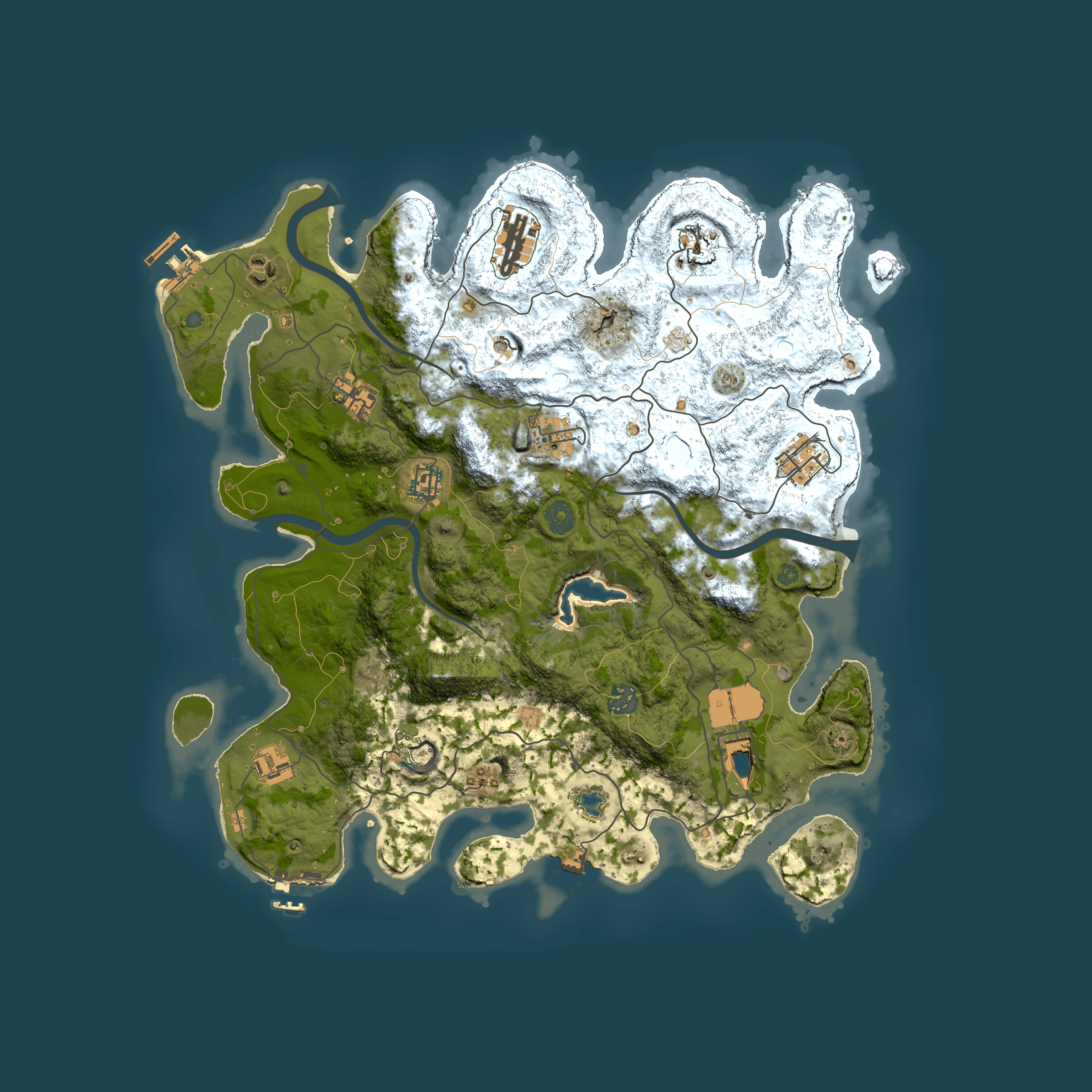 Full top-down render of Rust map seed 1582114838, 4000x4000m