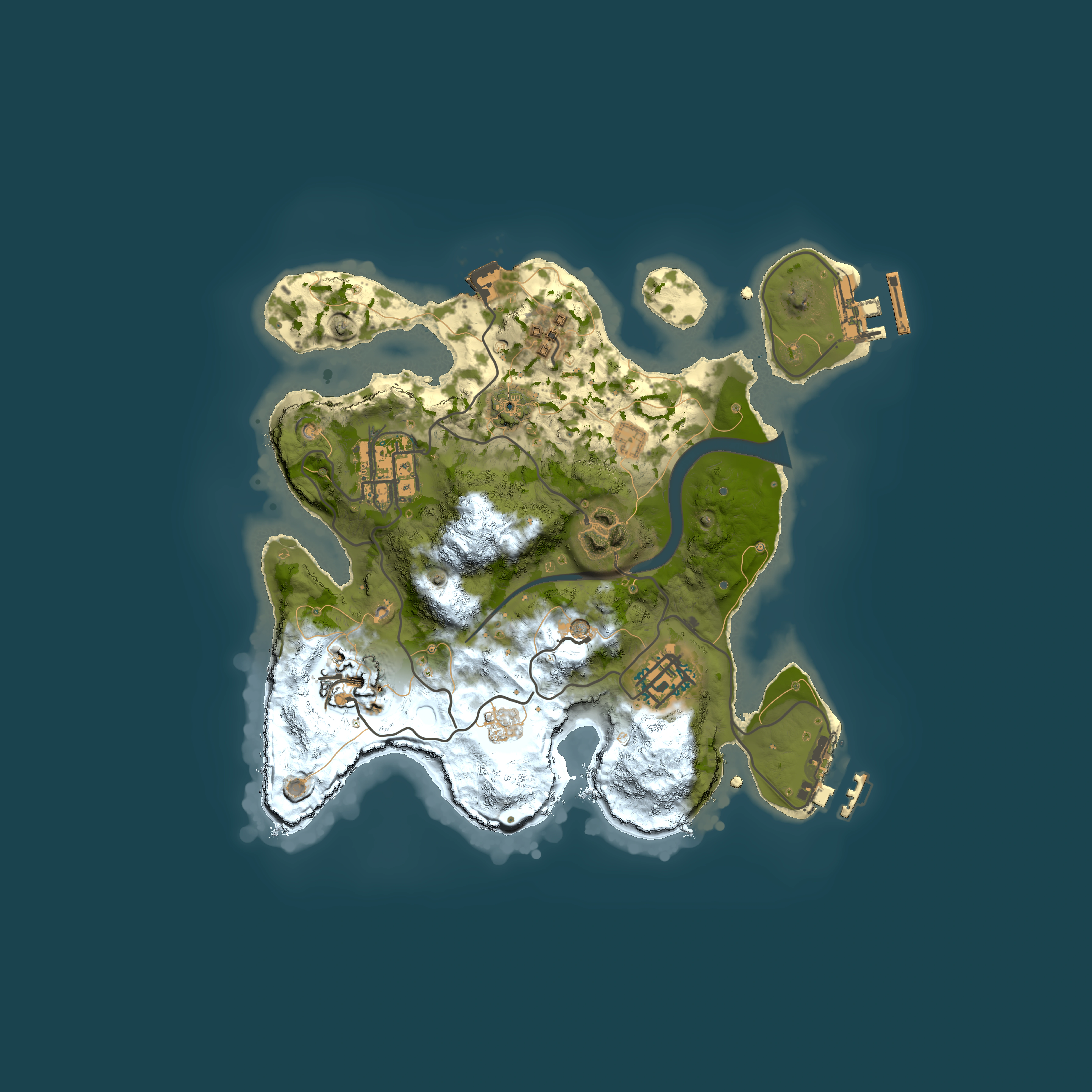 Full top-down render of Rust map seed 900082666, 2500x2500m