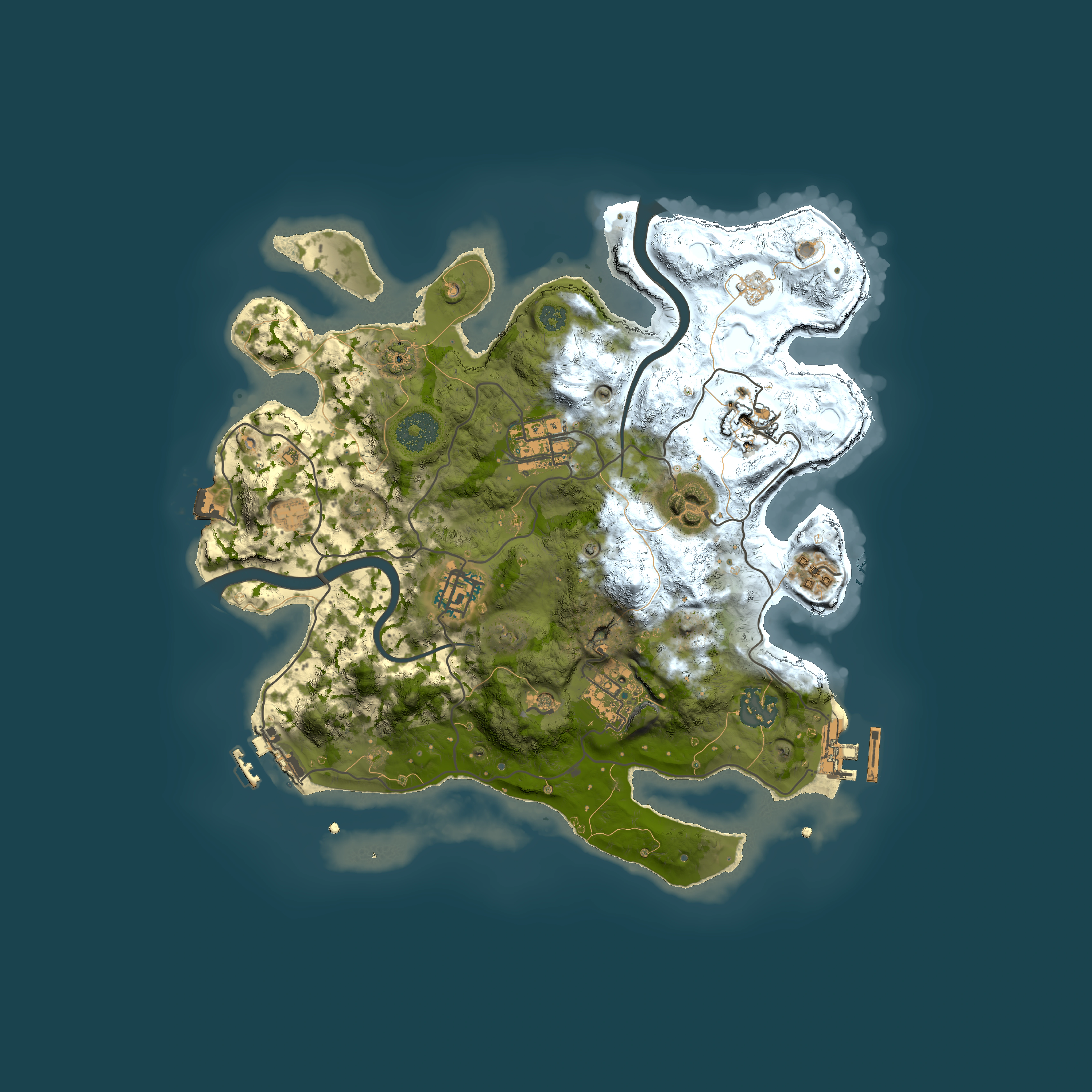 Full top-down render of Rust map seed 1278418042, 3000x3000m