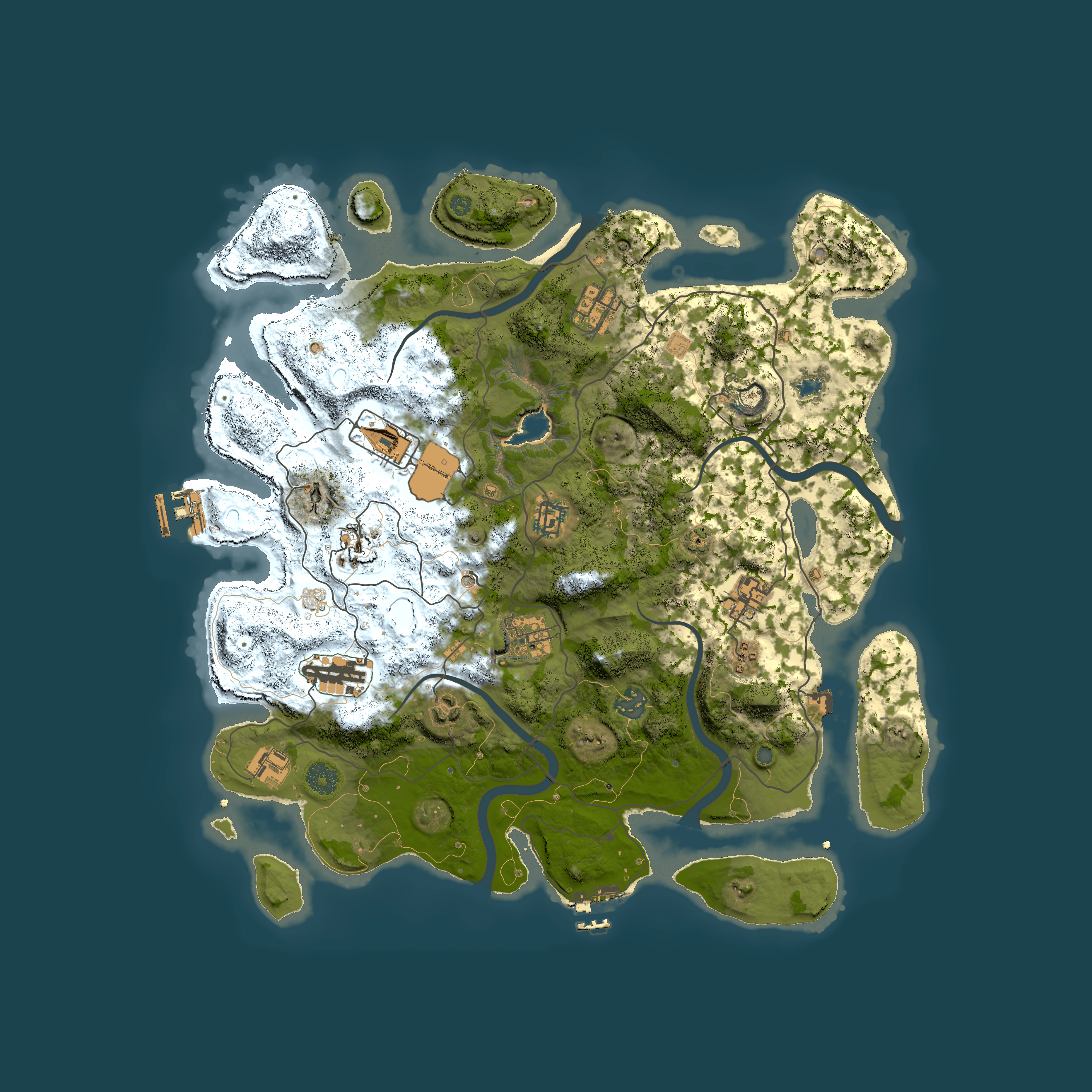 Full top-down render of Rust map seed 701559816, 4000x4000m
