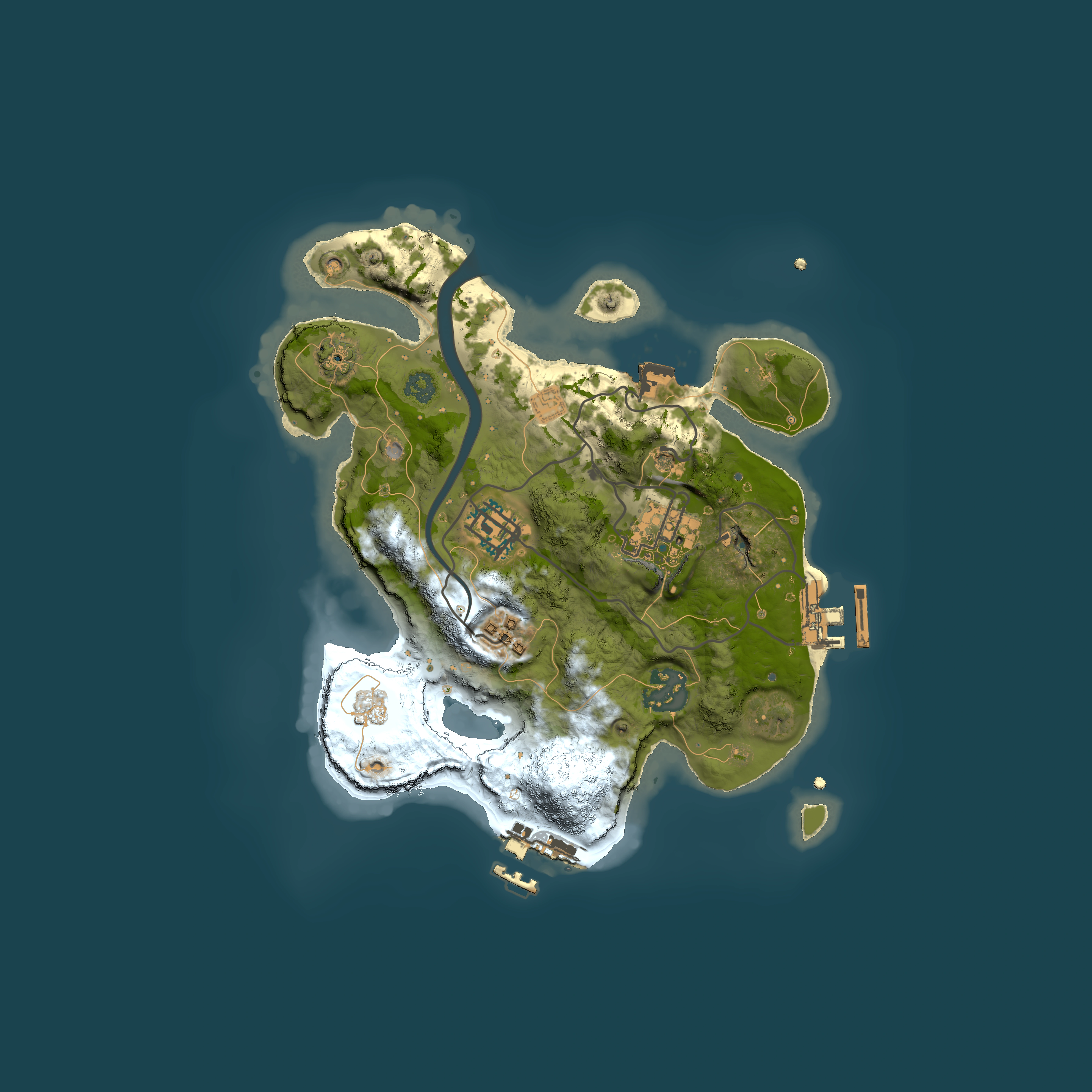 Full top-down render of Rust map seed 1518057051, 2500x2500m